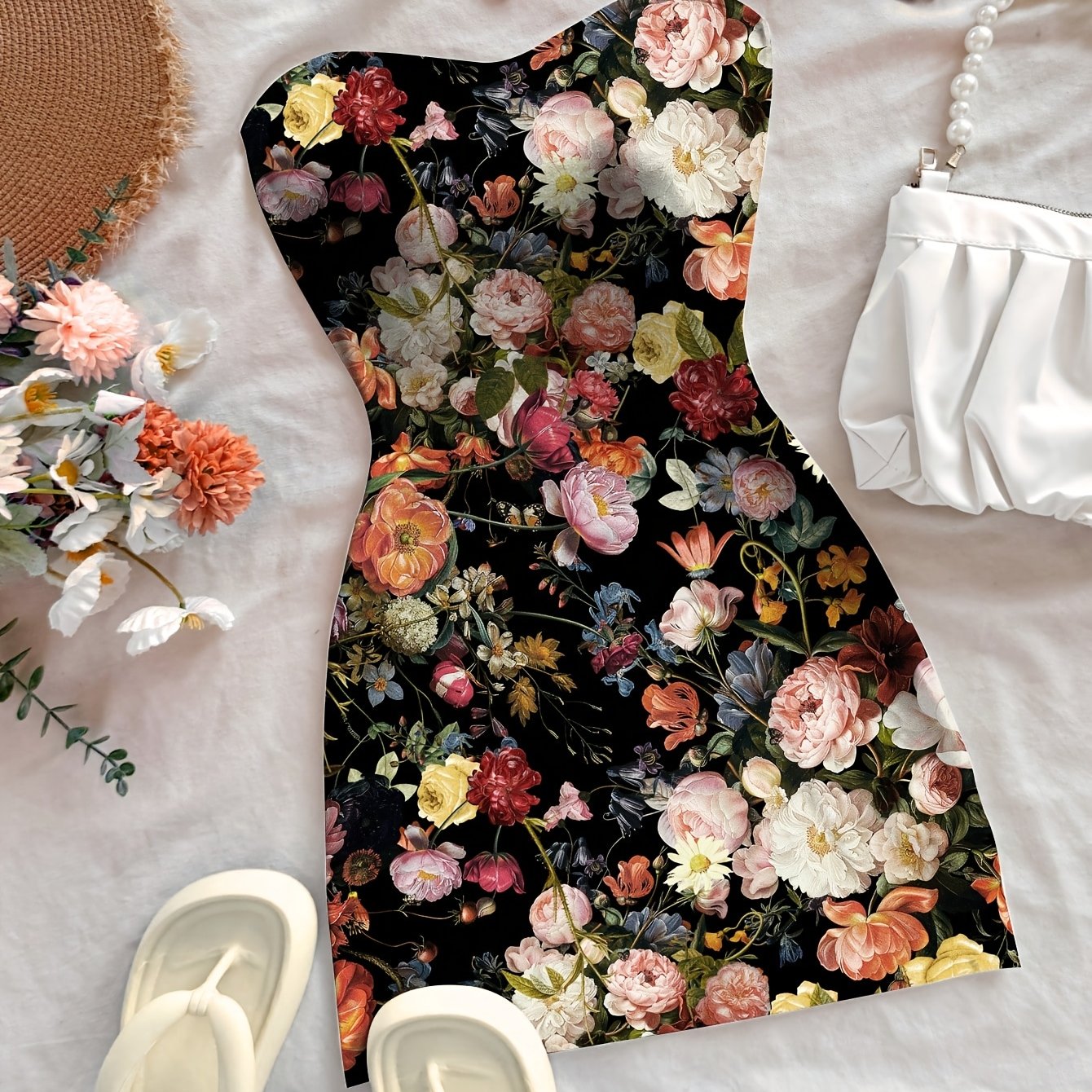 TEMU Robe mini cami à imprimé floral, décontractée, sexy et pour femmes