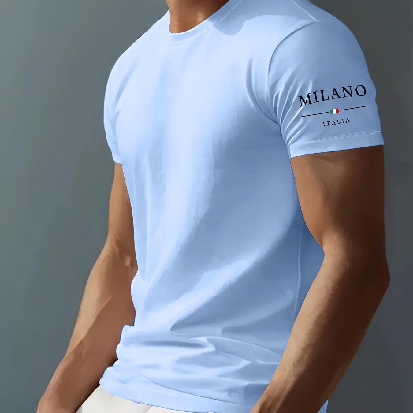 Men's Round Neck Letter Print Short Sleeve T-shirt, Suitable For Summer Casual Sports