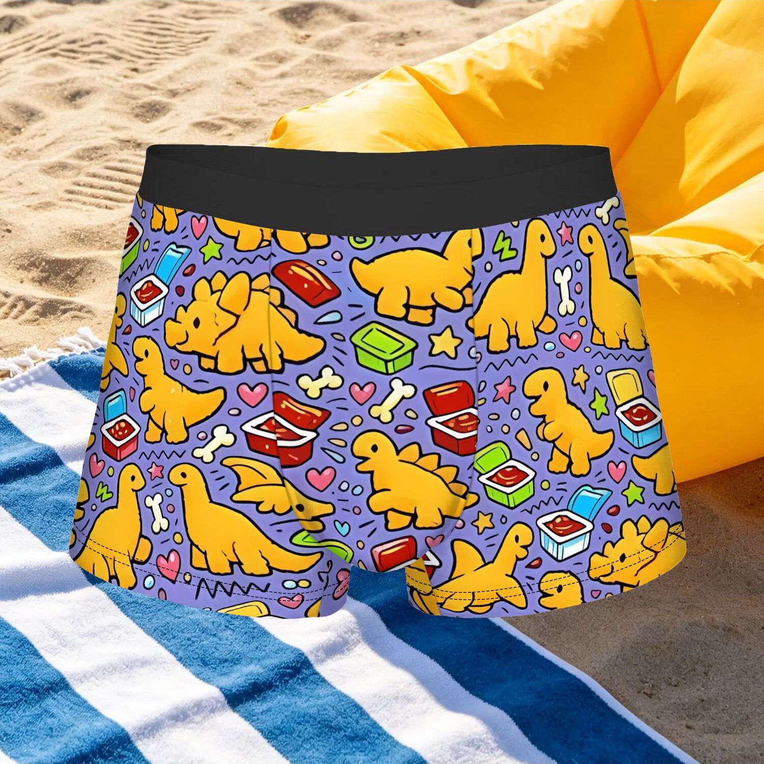 TEMU 1pc Men&;s Dinosaur Underwear - Dino Chicken Boxer Briefs With T Rex, Non- Breathable Shorts Suitable For Themed Parties, Gifts & Casual Attire,