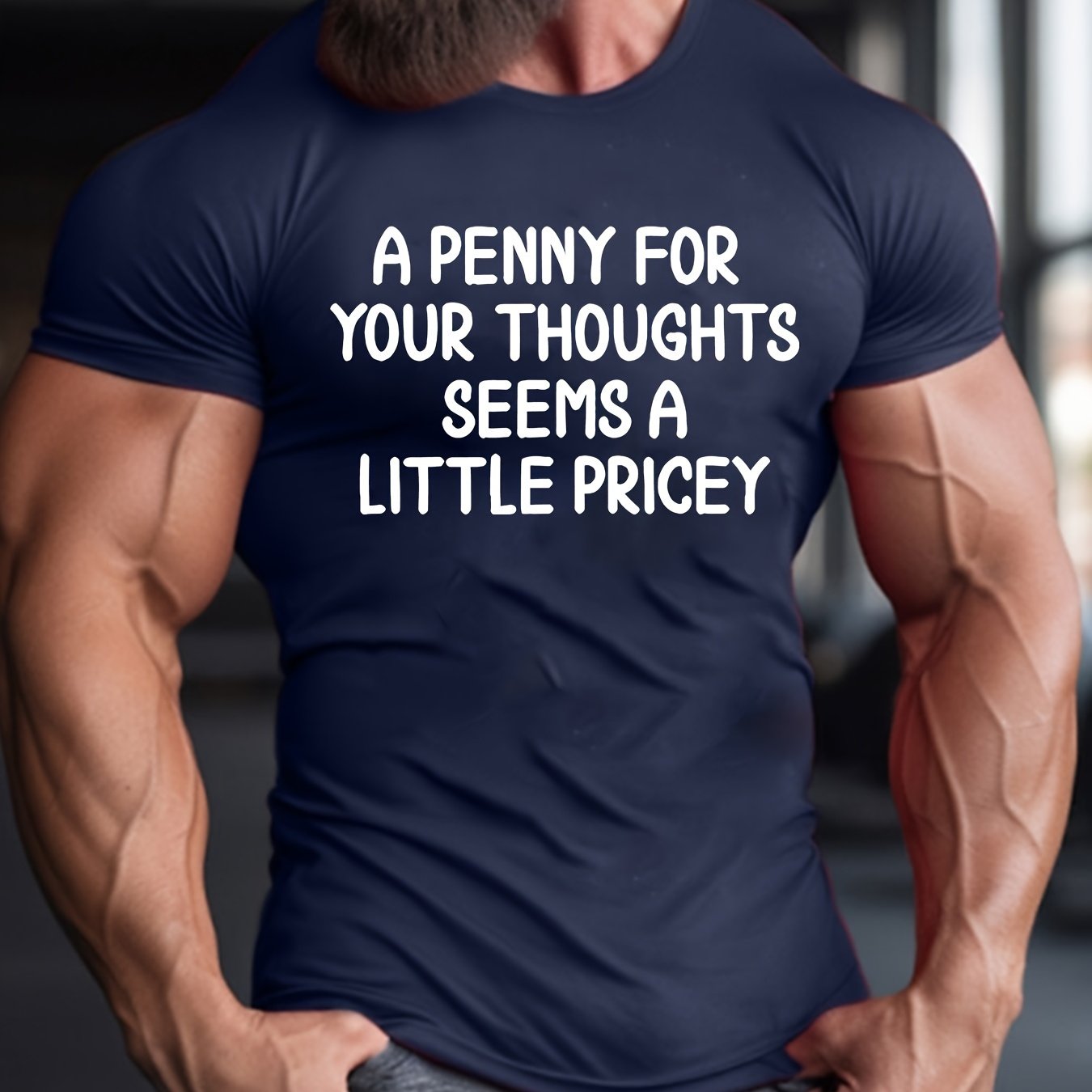 TEMU Crew Neck Funny Slogan Print Men's Fashionable Summer Short Sleeve Sports T-shirt, Comfortable And