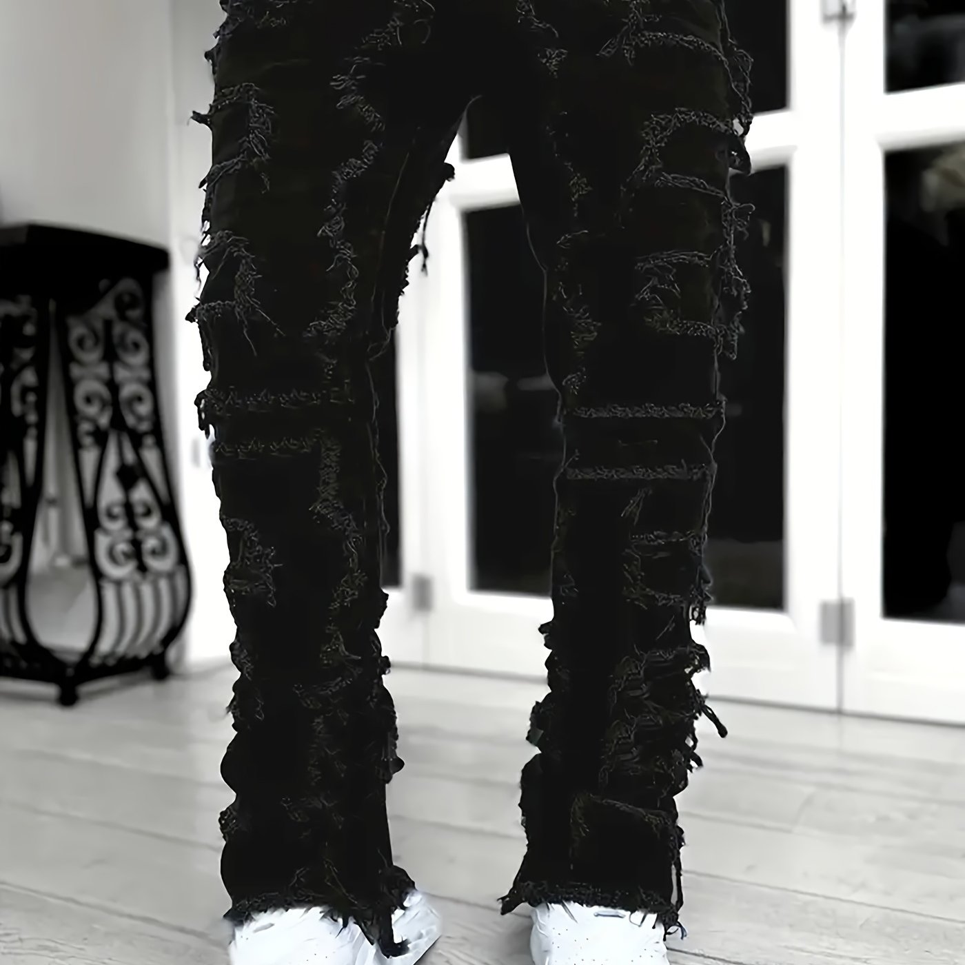 TEMU Jeans Deshilachados Estilo Hip-hop Y2K, Pantalones De Mezclilla Elastizada Estilo Callejero Casuales Para Hombre