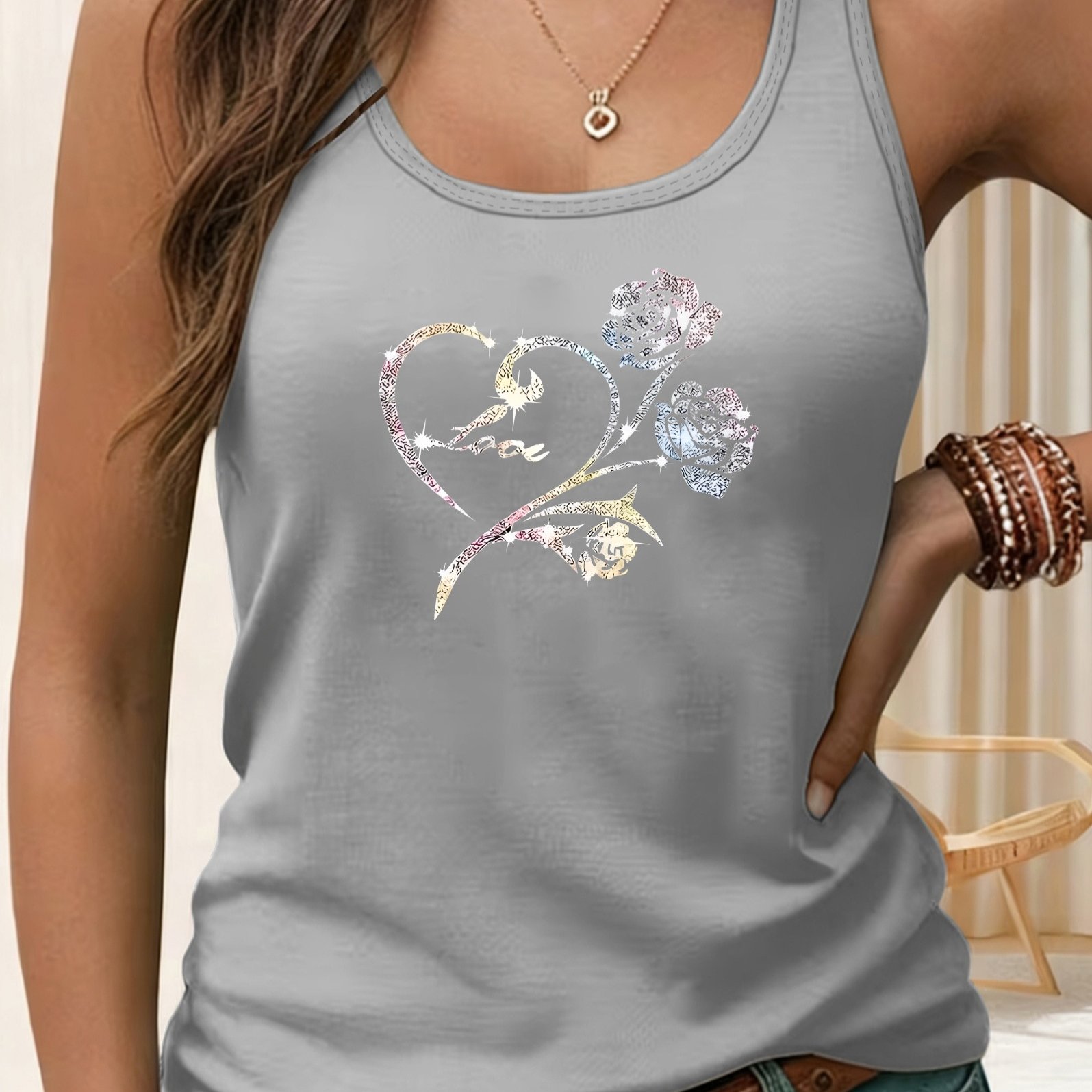 TEMU Valentine's Day 00p, Y2k, Women's Sleeveless Tank Top, Casual Fashion, Women's Spring/summer Casual Sportswear, Sizes S, M, L, Xl, Xxl 6423