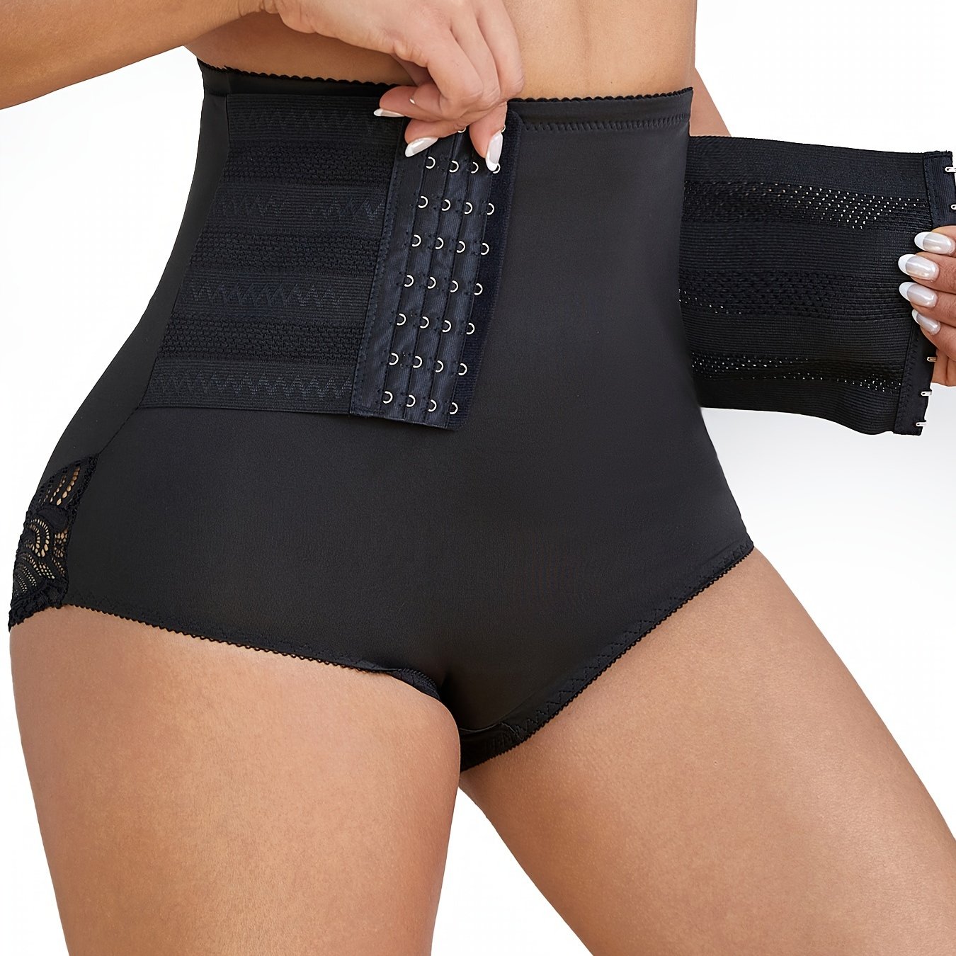 Image of Abdominal Tuck Pants For Women, Waist-tightening And Hip-lifting Corset With Lace Trim, Triangle Reinforcement, Belly Reduction And High-waisted Shapewear