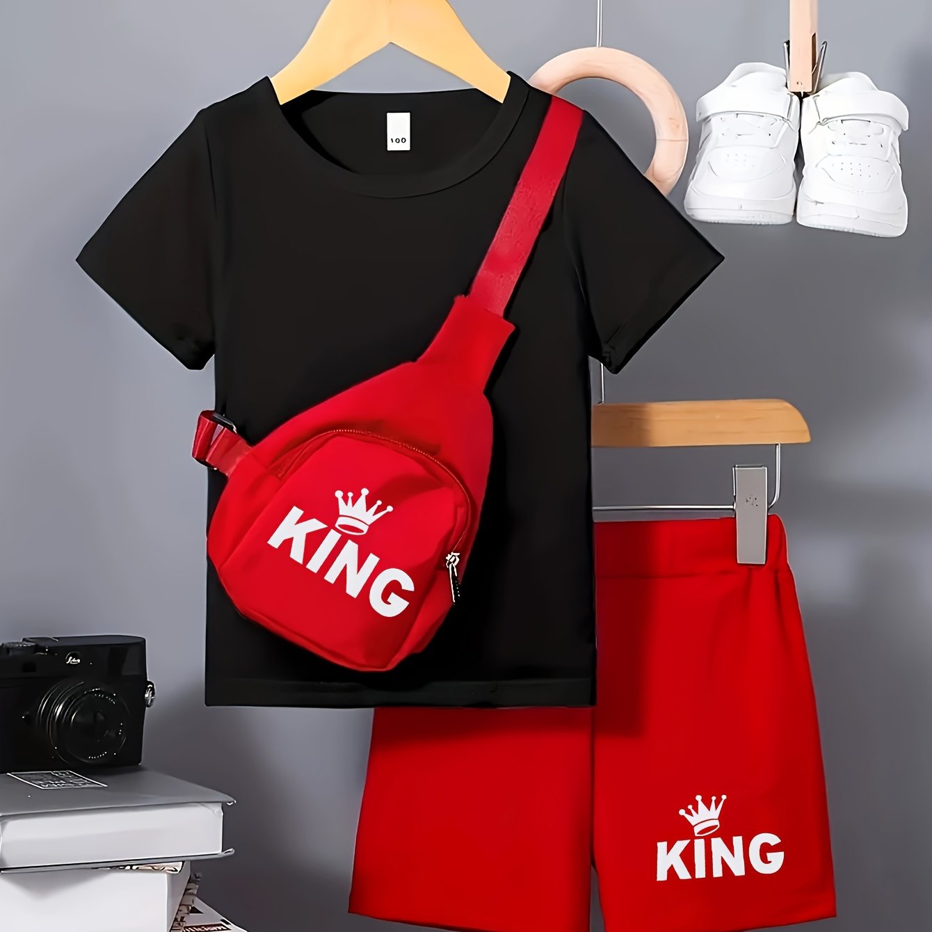Boys' Fashion Shorts Set, Perfect For Outdoor
