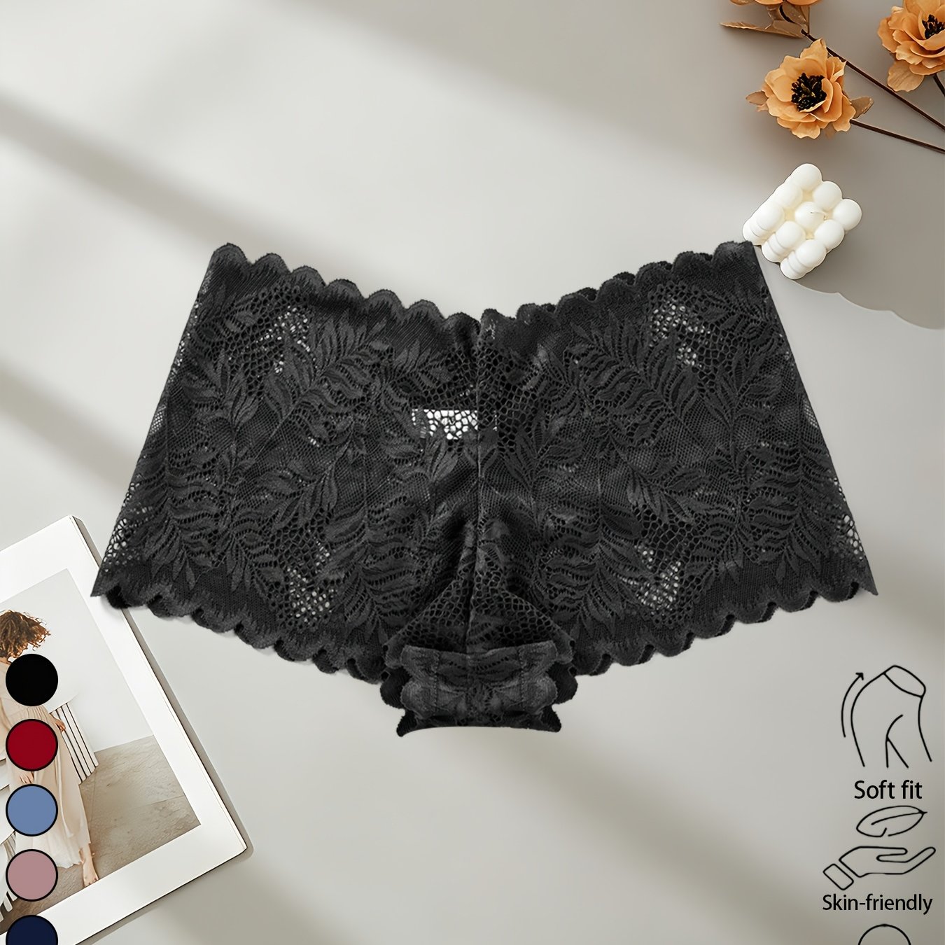 TEMU 1pc Random Color Women's Lace-up Panties, Sexy Low-'s Briefs, Comfortable Breathable High-stretch Lingerie