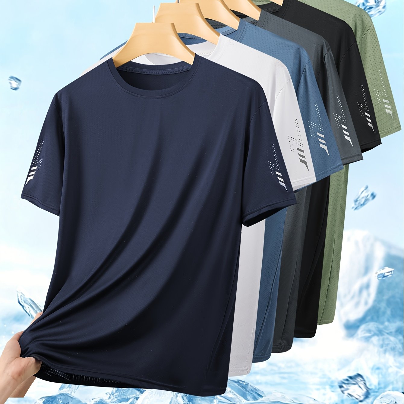 TEMU New Arrival! 6-color Men's Fashion Single Piece Casual Athletic T-shirt, Summer Quick-dry Fabric Men's Athletic Shirt Training Top Short Sleeve