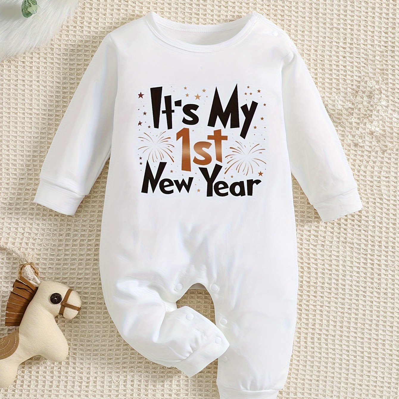 Image of Letter Print Baby Long Sleeve Bodysuit Infant Long Sleeve Romper Newborn Onesie, For Outdoor