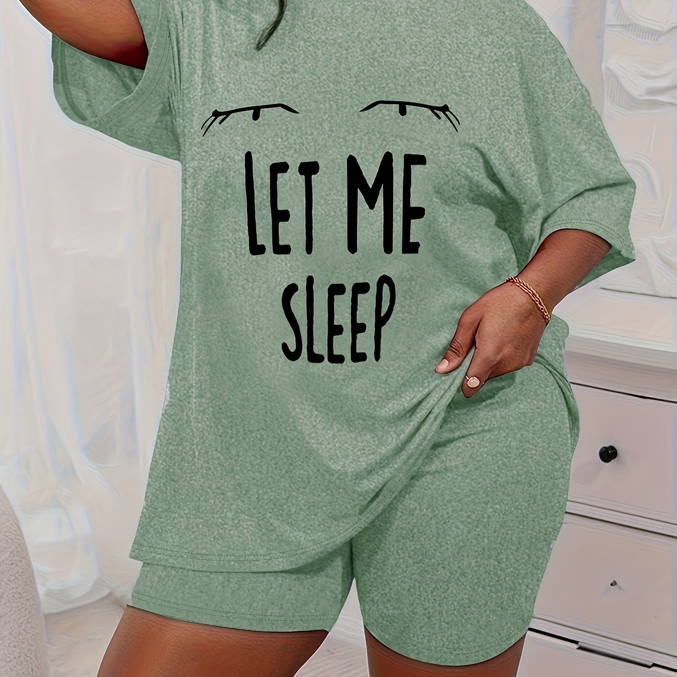 2pcs Women's Plus Size Leopard Print Heart Pattern Pajama Set - Soft Comfortable Short Sleeve T-shirt And Shorts
