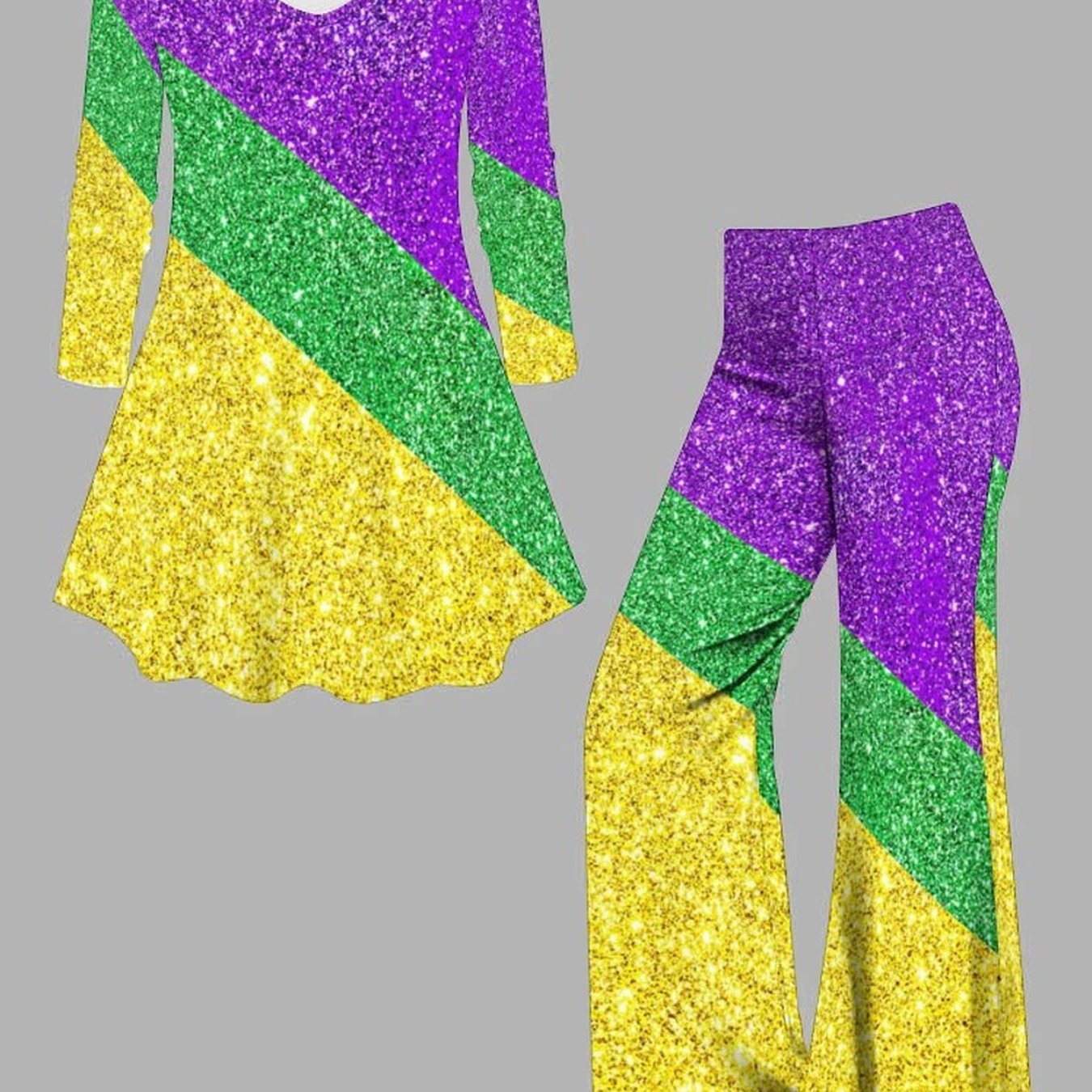 Plus Size, Plus-size Women's 2pcs Set (long Sleeve Top + Flared Pants), Decorated With Trendy Prints. Three-dimensional Tailoring Reshapes And Dynamic Beauty Walk.