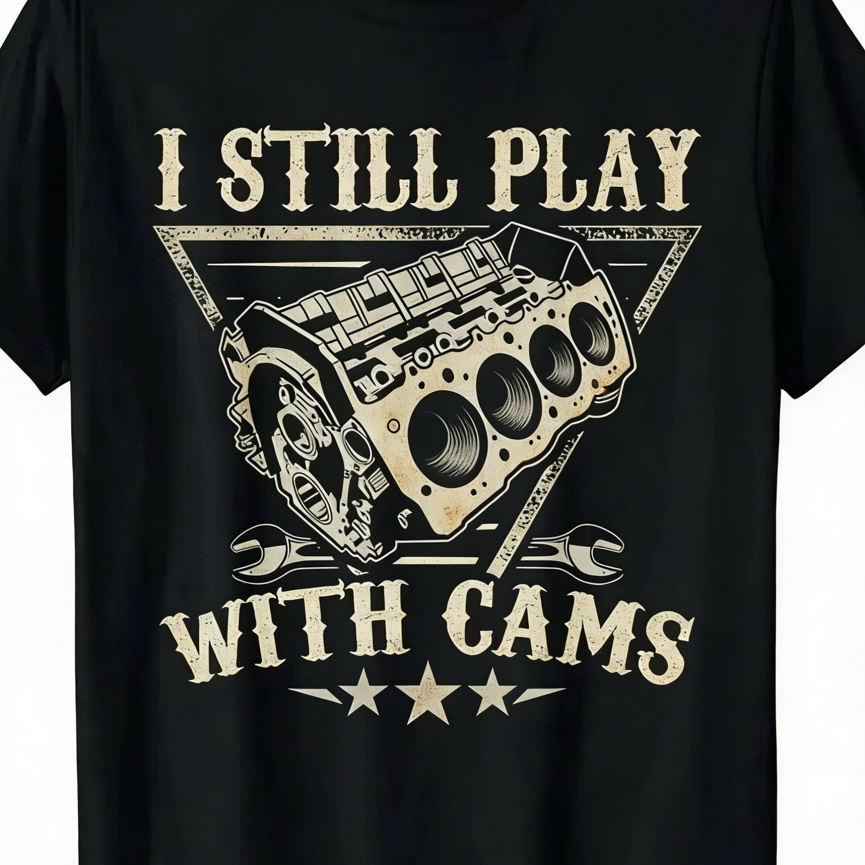 TEMU Men's Black Cotton T-shirt, "i'm Still Playing With Building Blocks" Pattern Printing-park Style Street Casual Short-sleeved Shirt, Spring And