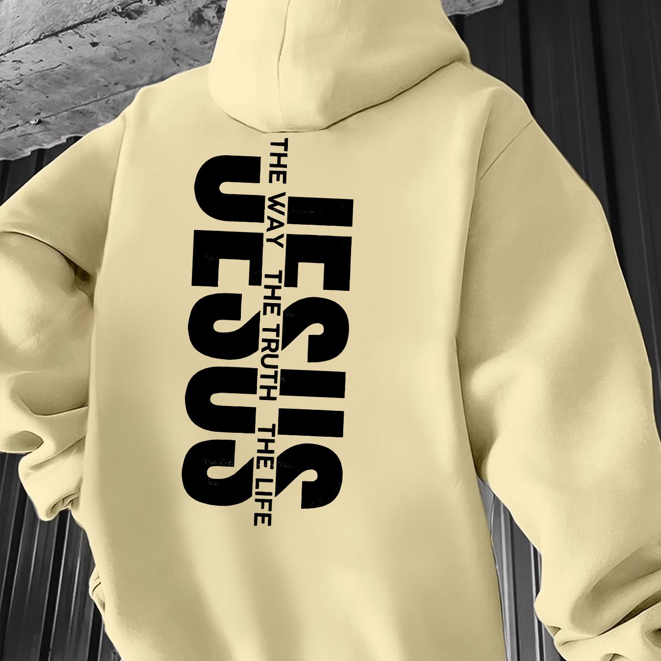 TEMU Fashion " " Text Pattern Print Men's Casual Hooded Sweatshirt
