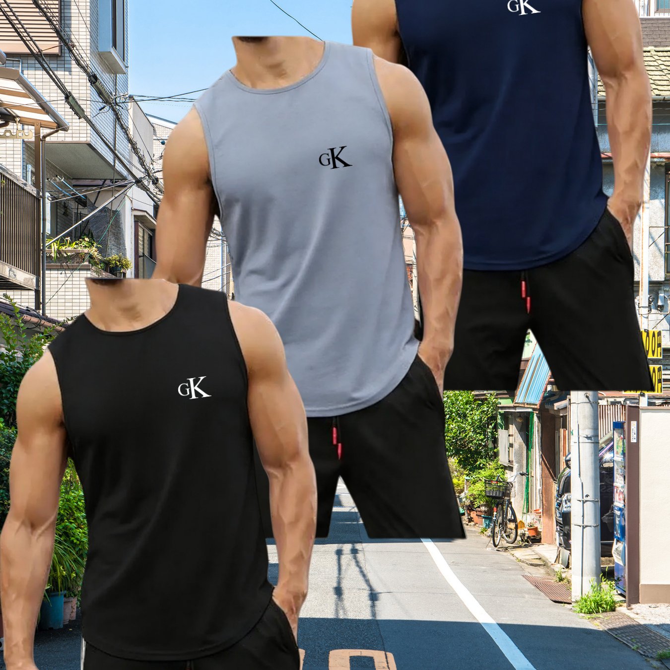 TEMU 3pcs Pc (3-rollout For /3pcs Order) Men's Breathable Moisture-wicking Tops Suitable For Fitness, Gym & Casual Wear - Classic Gk Letter Print