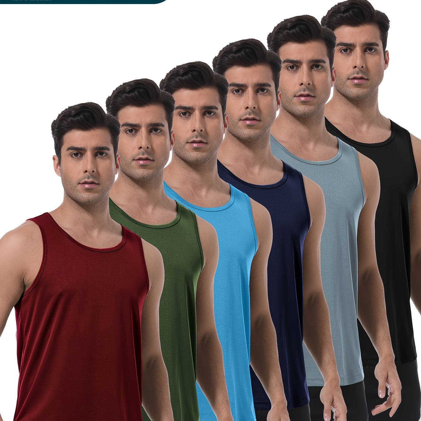 TEMU 6-pack Men's Athletic Tank Tops - Moisture-wicking Quick-dry Shirts For Outdoors & Sports