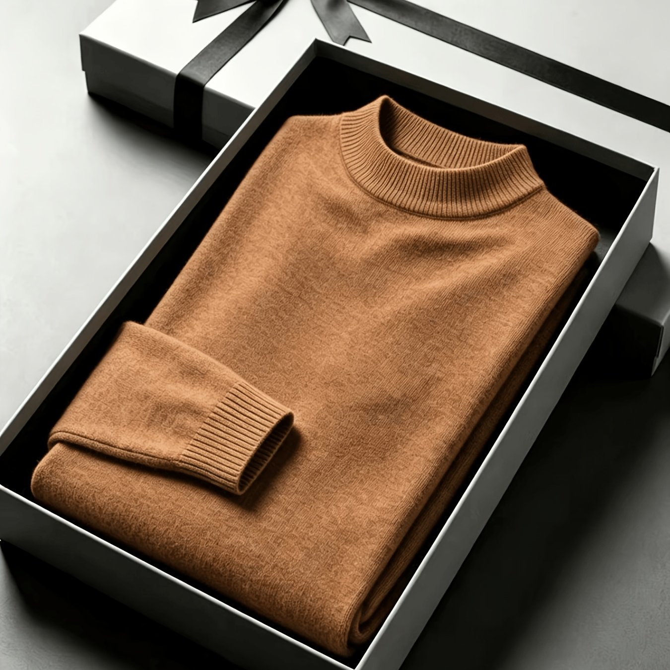 TEMU Single Piece Men's Casual Mock Neck Sweater, Slim Fit Long Sleeve Knit Pullover, Basic Solid Color Warm Knitted Top For Fall Winter Daily Wear