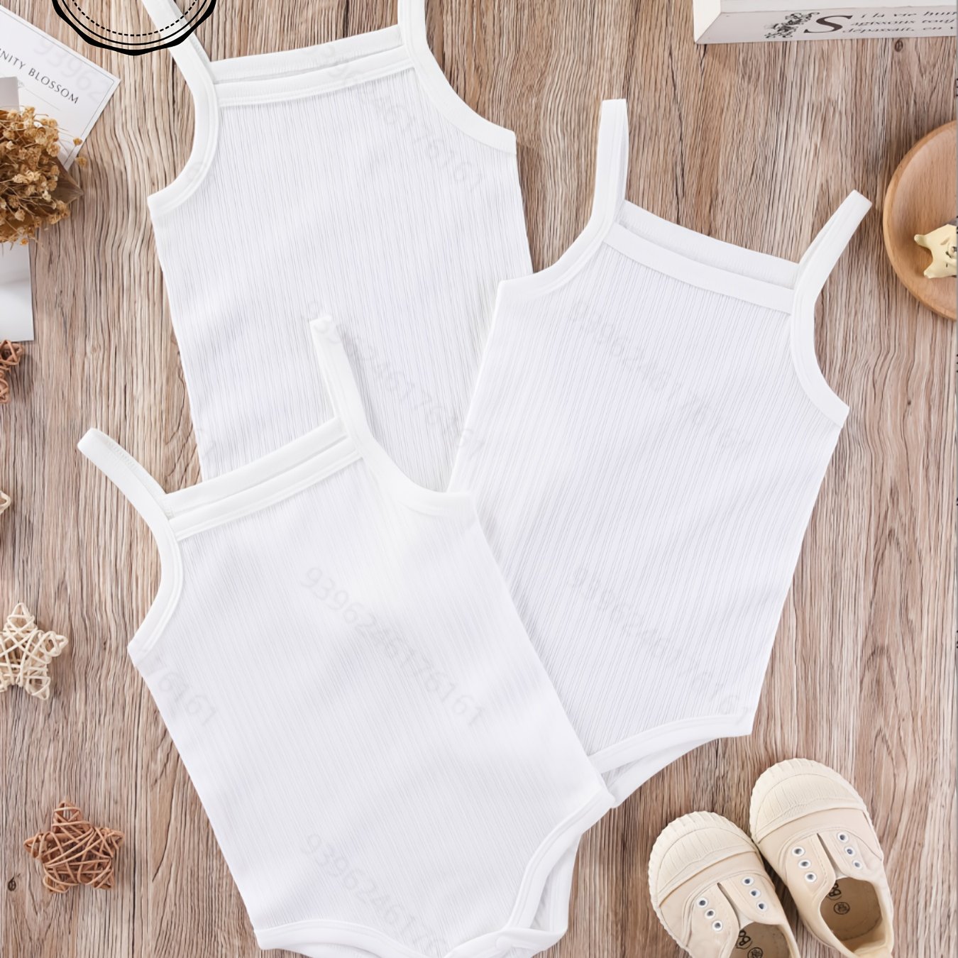 Image of 3pcs Of Baby Girl Bodysuit Romper Suitable For Summer, High-quality Fabric, Comfortable And Soft, For Outdoor