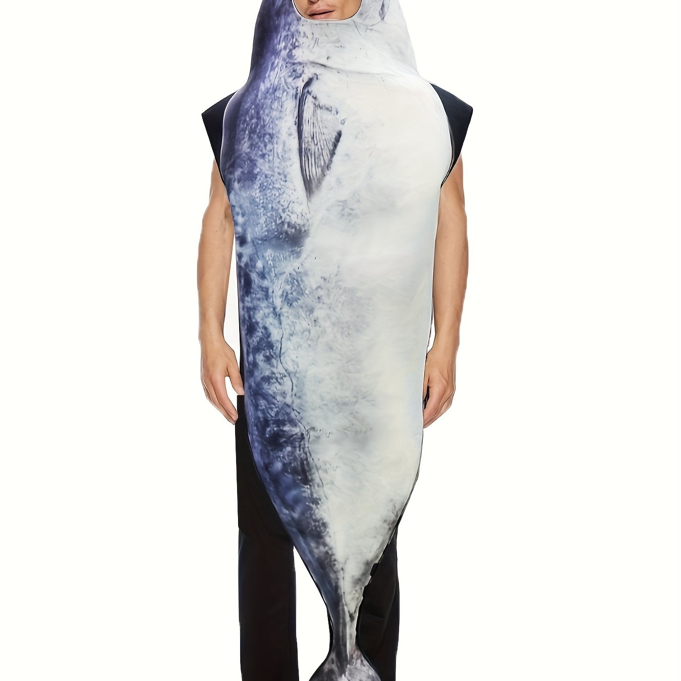 TEMU Men's Halloween Costume New Salmon Cosplay Outfit Party Performance Costume, Casual, Regular Fit, Hooded, Short Sleeve