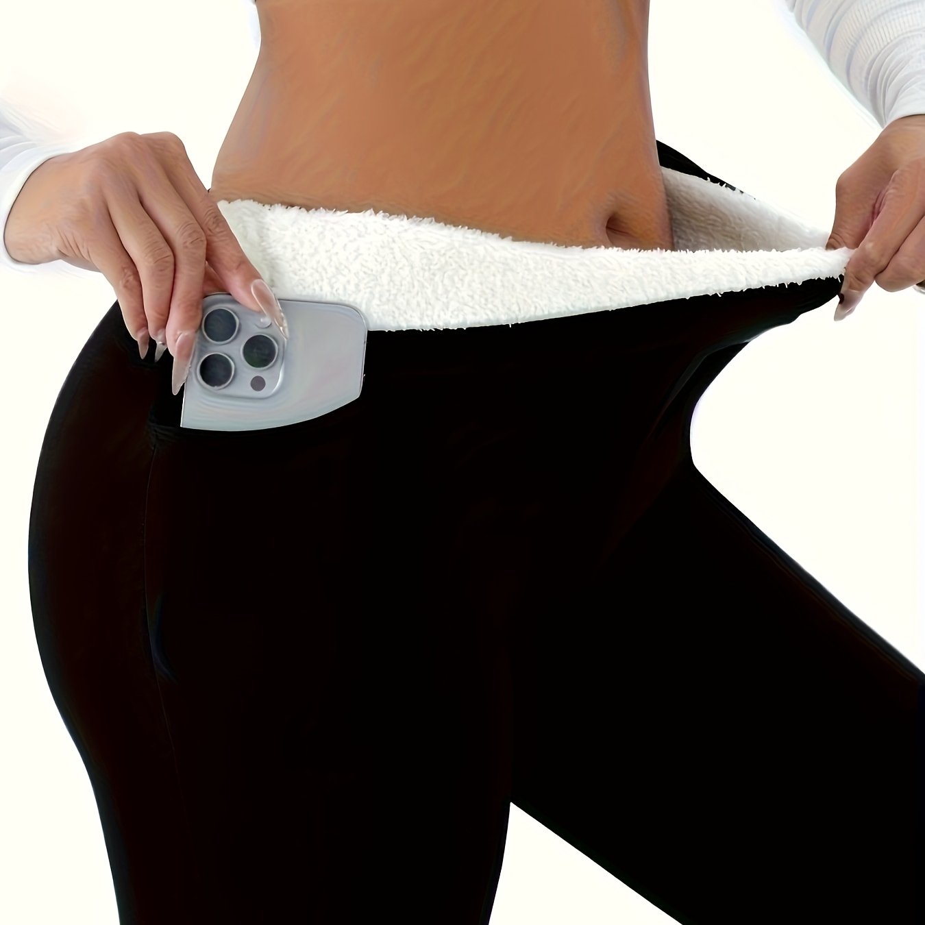 Women's High Waisted Lined Leggings With Pockets - Warm, Stretchy Rayon Casual Pants For Fall And Winter With Elastic Waistband, Winter Leggings | Cozy | Fleece Lined