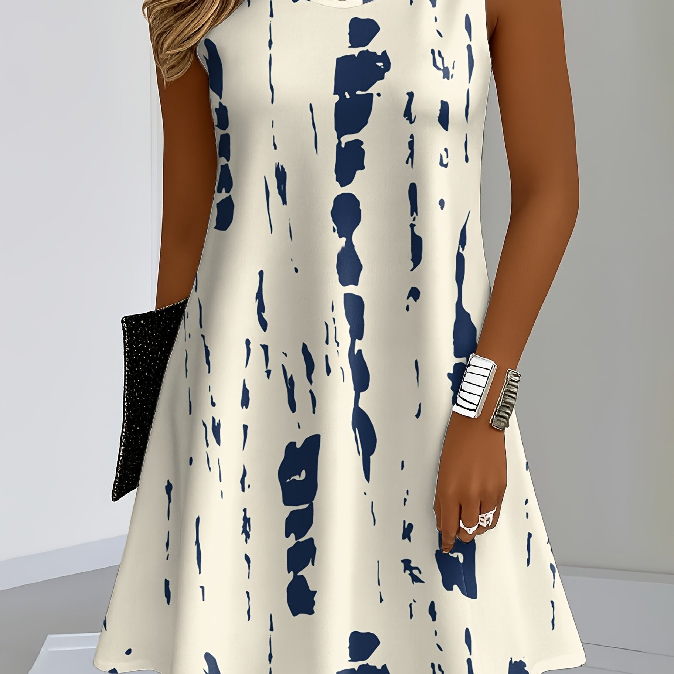 TEMU European And American Spring/summer Women's Tie-dye Casual Maxi Dress, Made Of Fabric