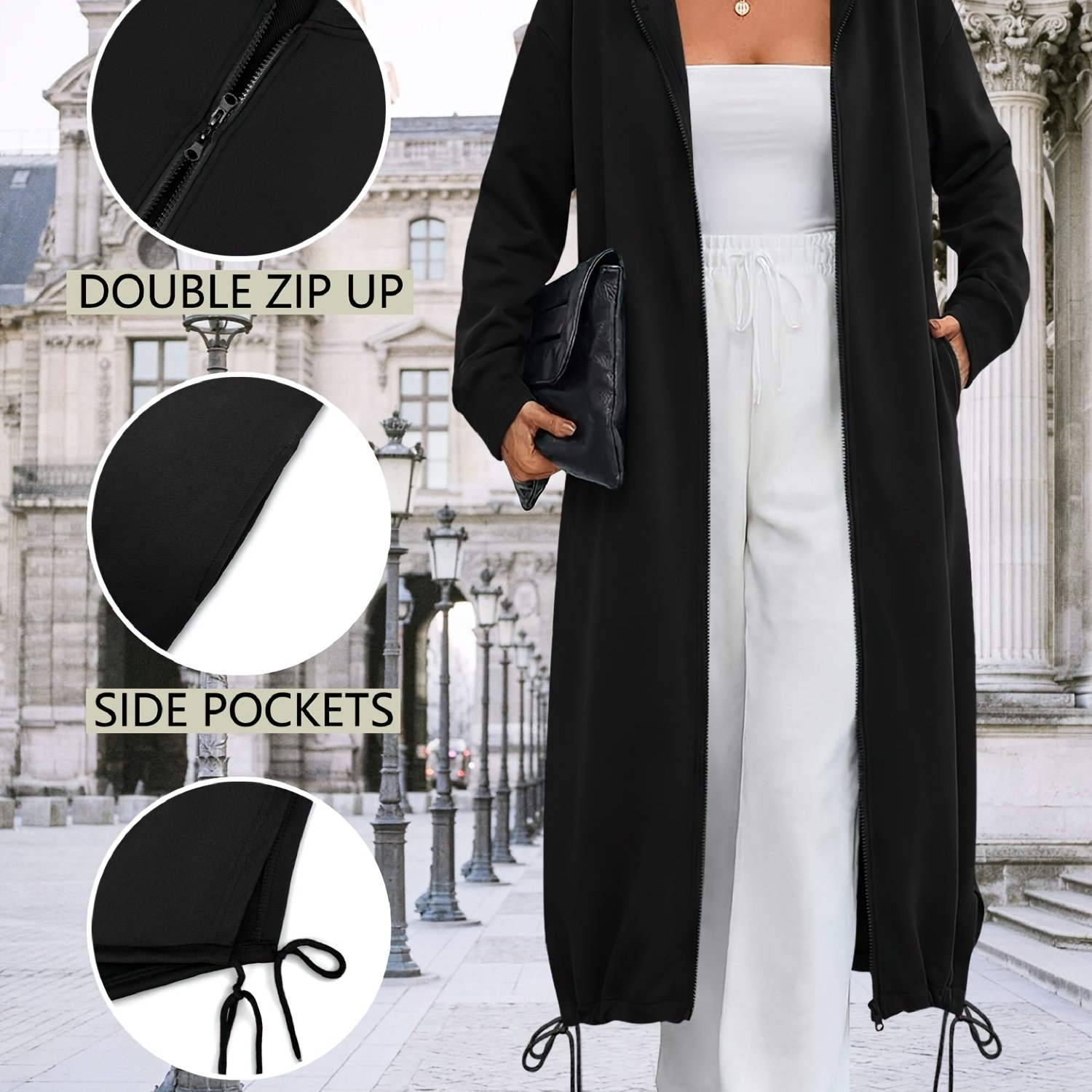 TEMU 1pc Women's Oversized Sweatshirt Jacket, Spring/autumn Full-zip Cardigan, And Versatile, Campus/ Style