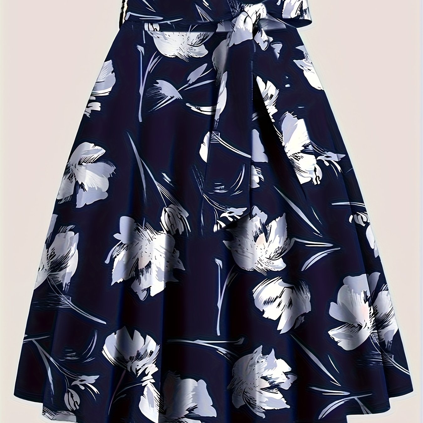 TEMU Elegant Floral Print High-waisted Skirt