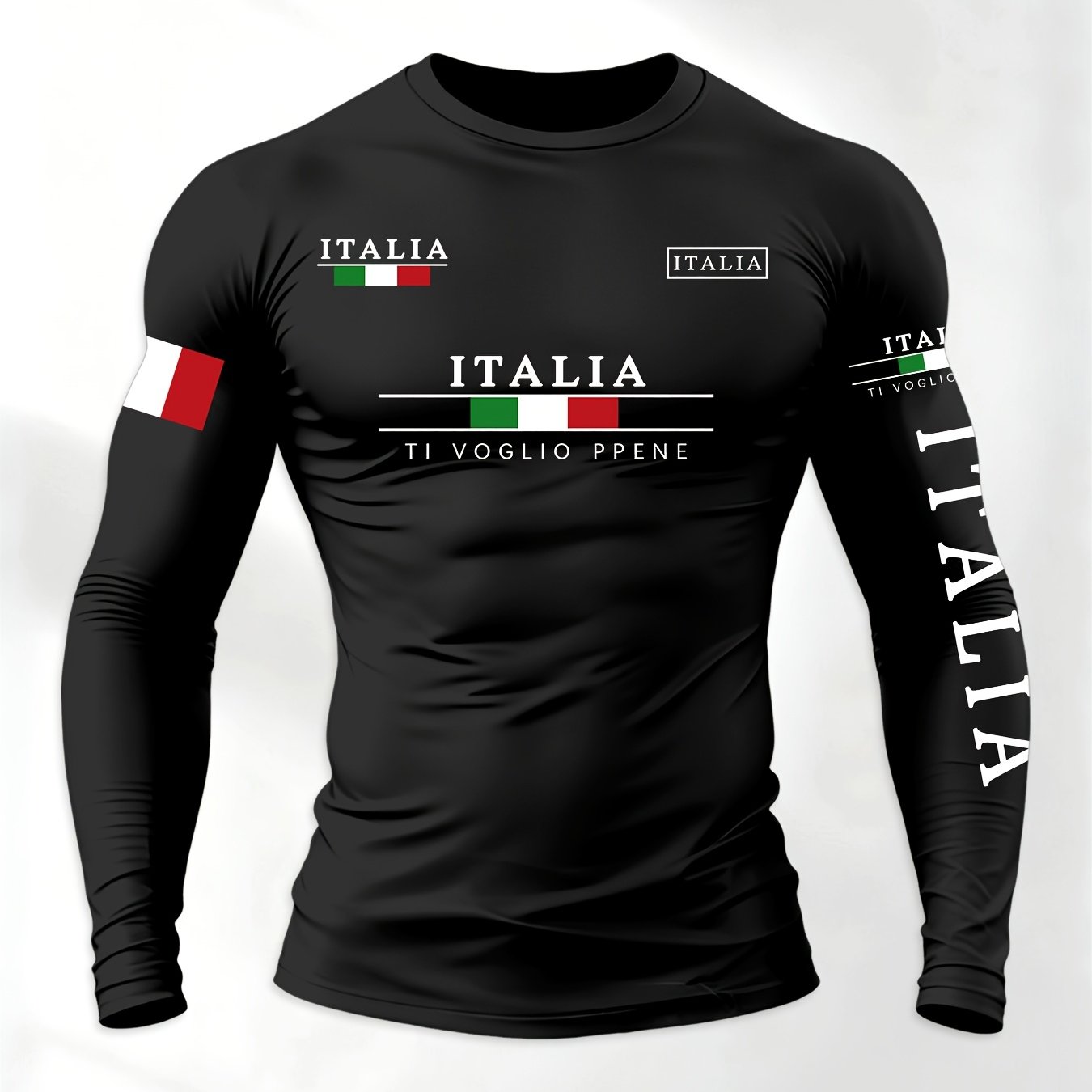 TEMU Men's Long Sleeve Printed T-shirt, Regular Spring/autumn Outdoor Sports Casual Long Sleeve Top