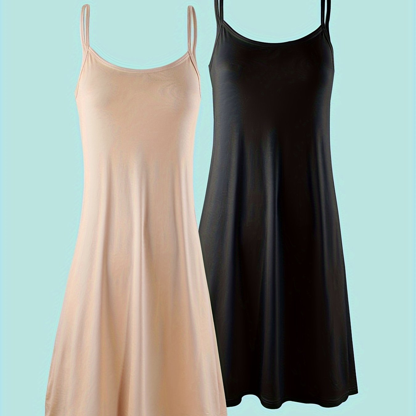 Image of Set Of 2 Women's Camisole Dresses, Versatile And Loose-fitting Sleeveless Tops, Perfect For Layering Or Wearing Alone, Made From Soft And Skin-friendly Fabric
