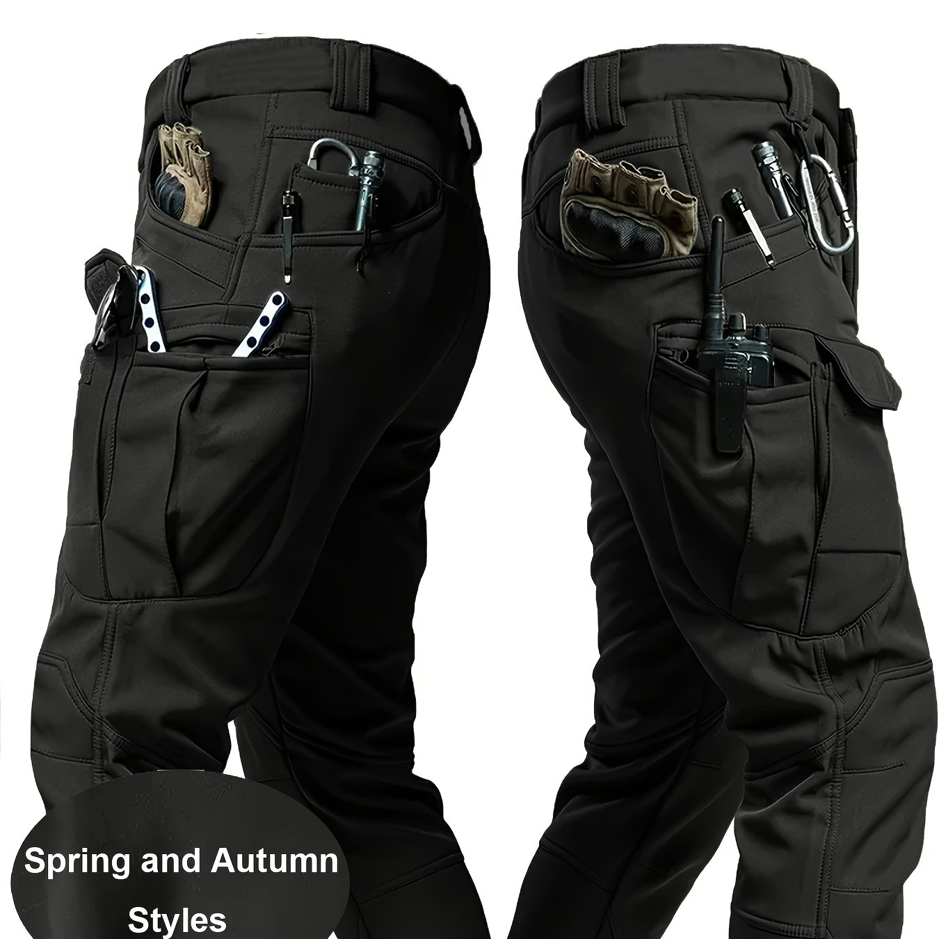 Image of And Autumn Style, Men's Tactical Cargo Pants, Multi- Casual Trousers, Slightly Stretchy Breathable Quick-dry Fabric, Suitable For Casual And Travel (without Belt)