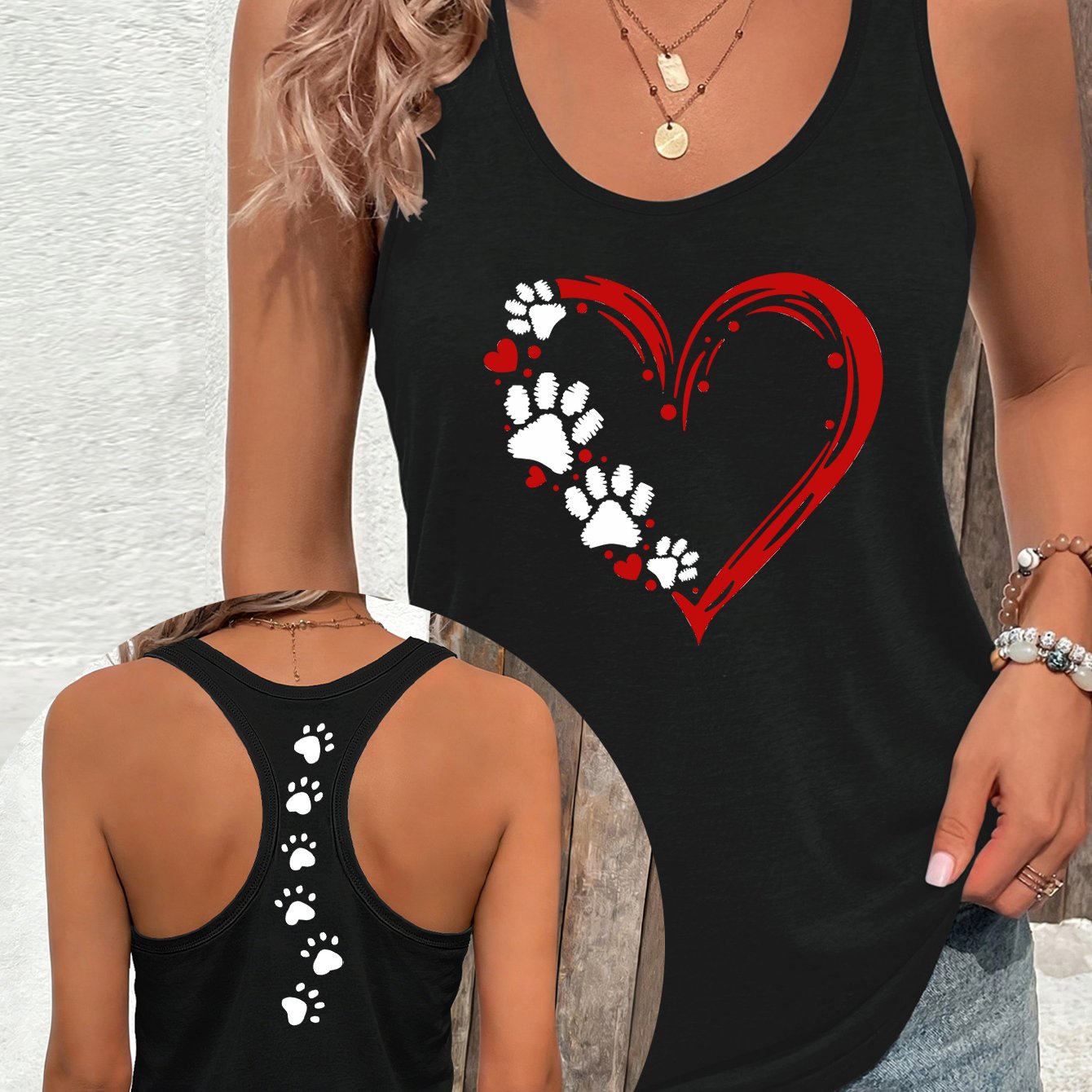 TEMU Red Print The In , 2026 Spring And Summer New Sleeveless Vest, Slim Fit Backless Sleeveless Age-reducing Style, Cool Vest For Home And S