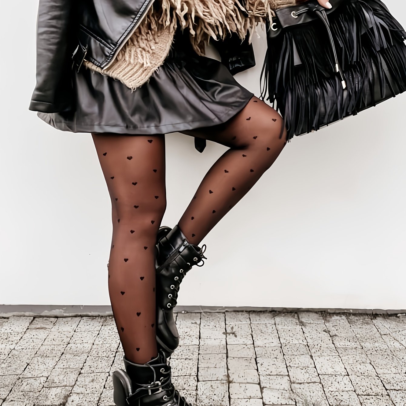 E-shop Damen Schwarze Herz Sexy Süße Strumpfhose - Hochelastische Elegante Chic Strumpfhose, Bequeme Mode für Street NS702