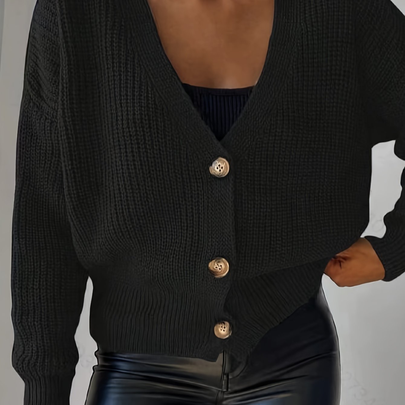 French Style Knitwear, New Solid Color V-neck Single-breasted Button Cardigan, Long Sleeve Sweater