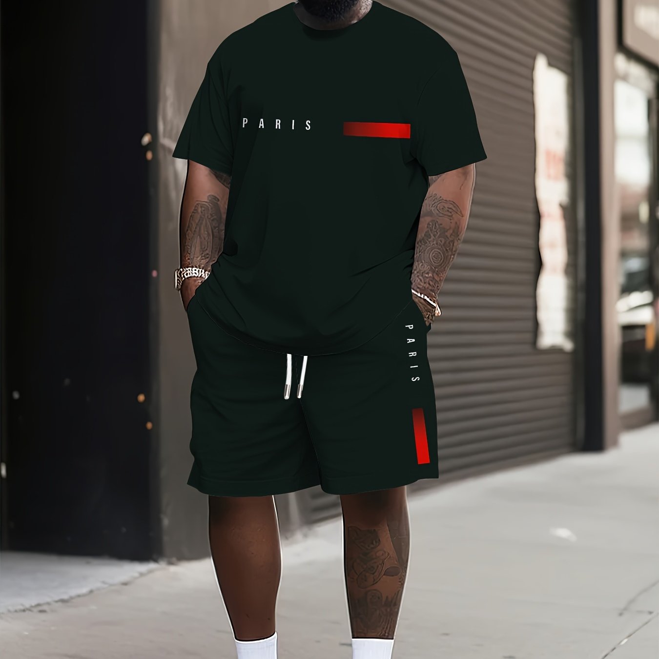 TEMU A Two-piece Set Consisting Of A Short-sleeve T-shirt And Shorts For Men, Featuring Print, Suitable For Casual Sports Wear And Summer, Perfect As