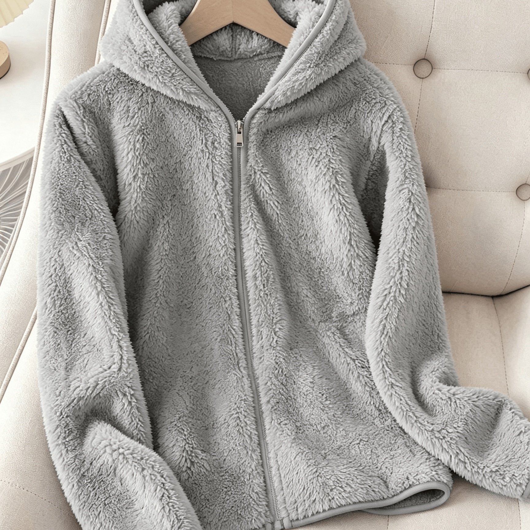 TEMU Giacca da donna con cappuccio e zip in pile, e , capispalla casual autunnale invernale