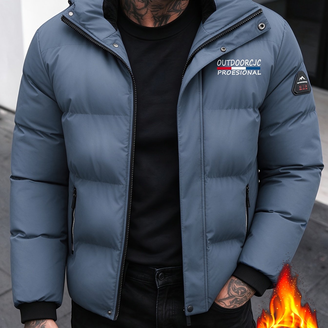 Men's Winter Hooded Jacket, Plush Warm and Thick Parka
