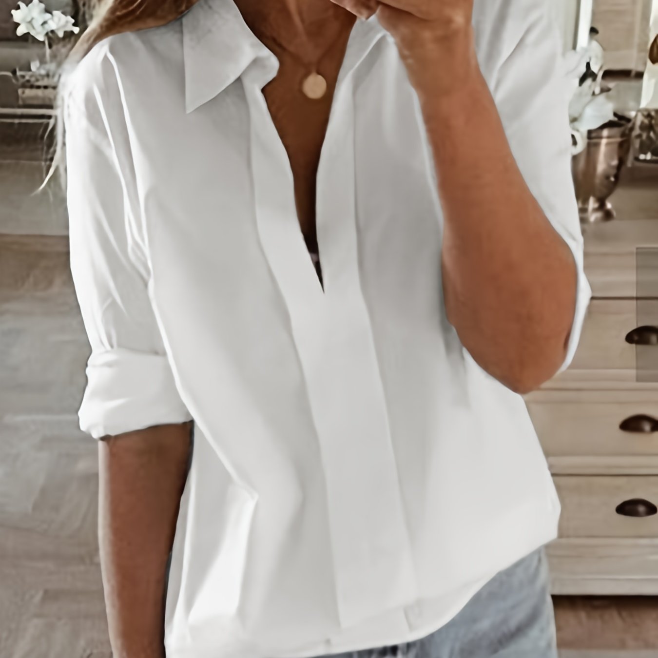 E-shop Neues Damen Einfarbiges Cardigan Revers Regular Shoulder Langarm Lässiges Mode Damenhemd