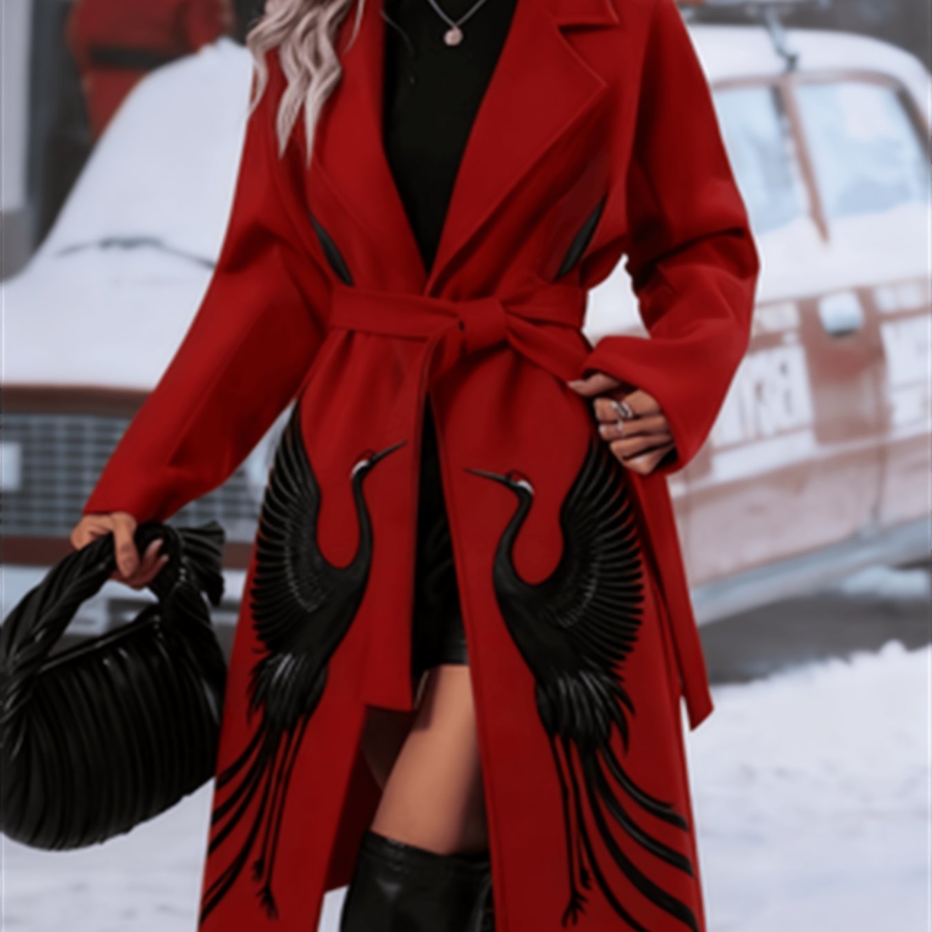 Printed Design Not Textured Long-sleeved Coats, Jackets, , Light Jackets With Belts For Women In Autumn And Winter Are Fashionable And Versatile