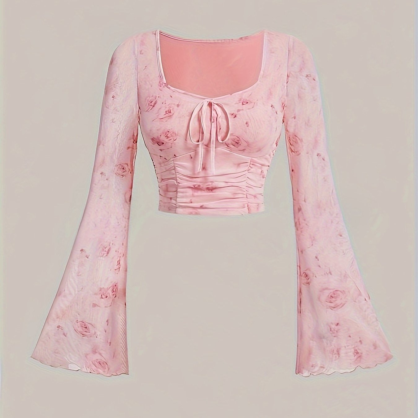 9.7 Tie-dye Pre-tied Trumpet Sleeve Short Top