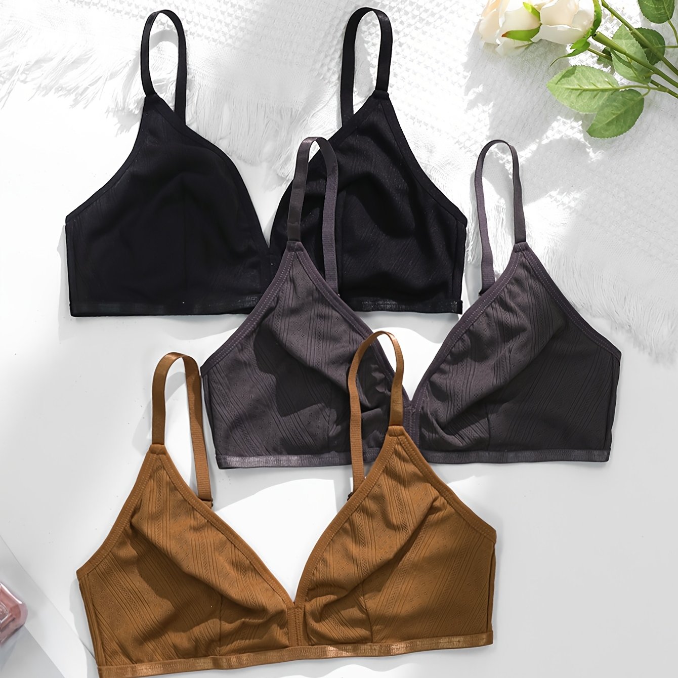 TEMU 3pcs Women's Wire-free Bras