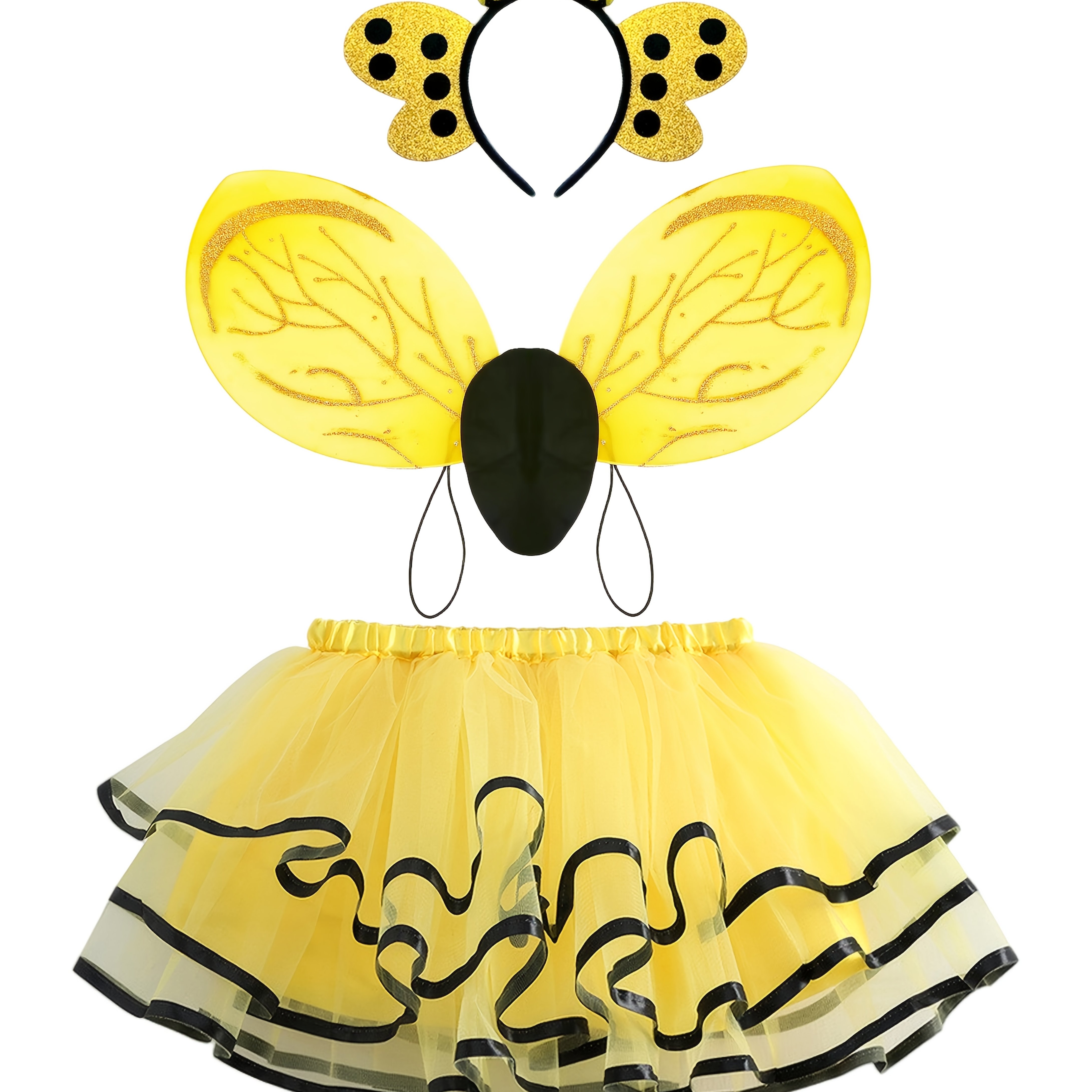 Ailes D'abeille Pour Enfant – Costume Jaune Et Noir – Cosplay, Halloween, Fête – Nylon Léger – 50 X 42 Cm – Accessoire De Déguisement