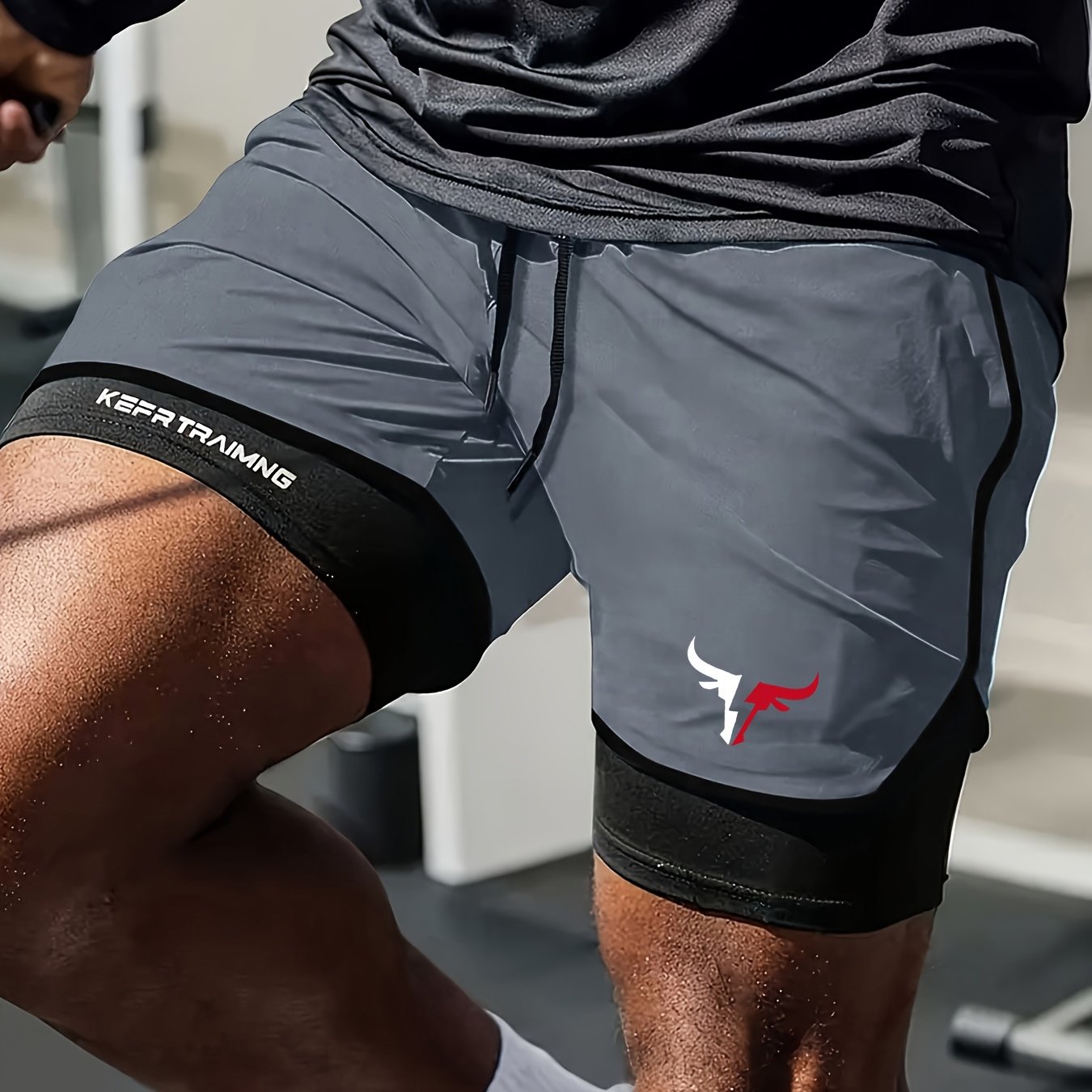 E-shop 2-in-1 Schnelltrocknende Sportshorts für Herren und Damen - Feuchtigkeitstransportierende Fitness- und Laufshorts mit , Passform für