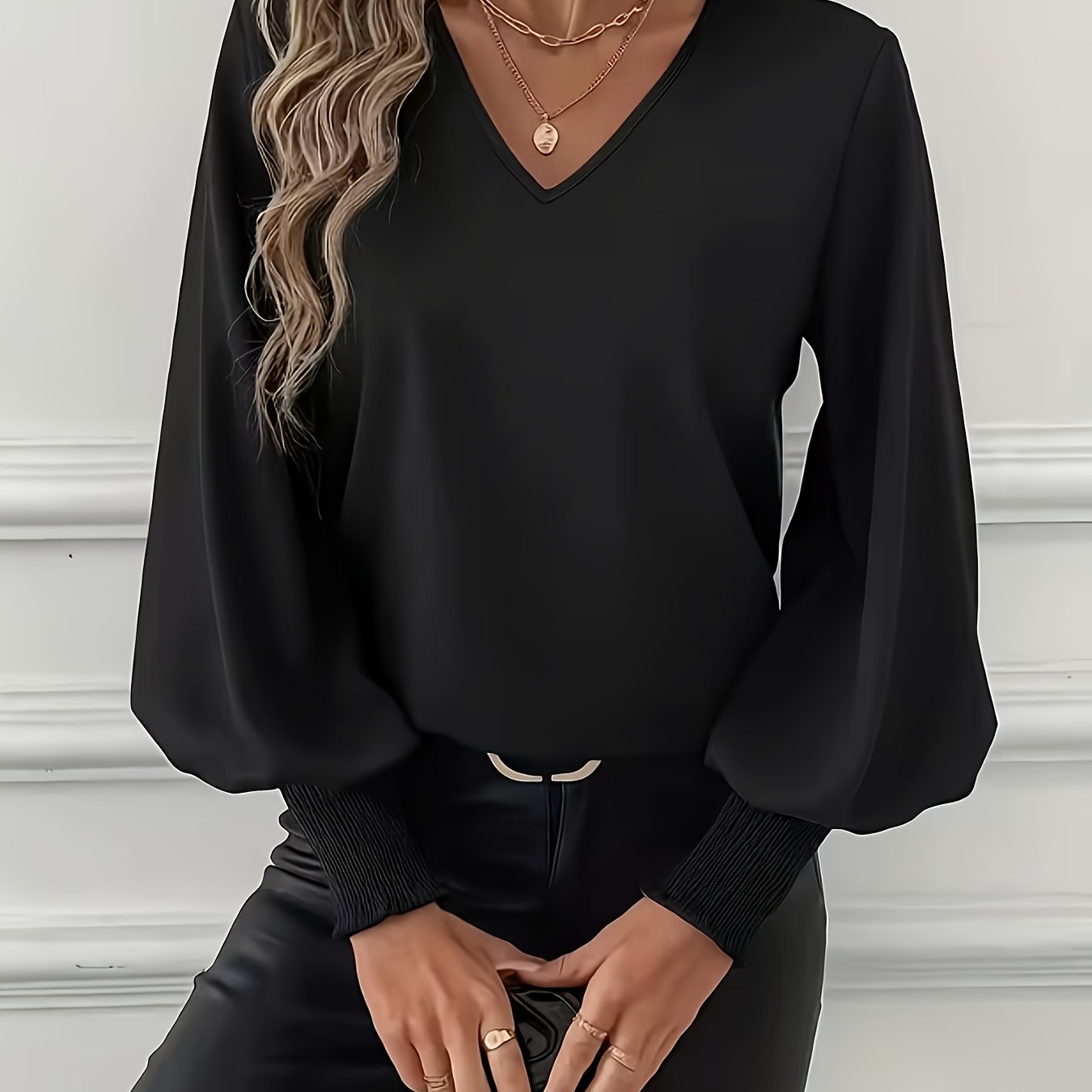 TEMU Camicetta elegante da donna a a - Bellissima camicetta a lunga con scollo design a con polsino, un top a lunga per outfit casual o in e . casual