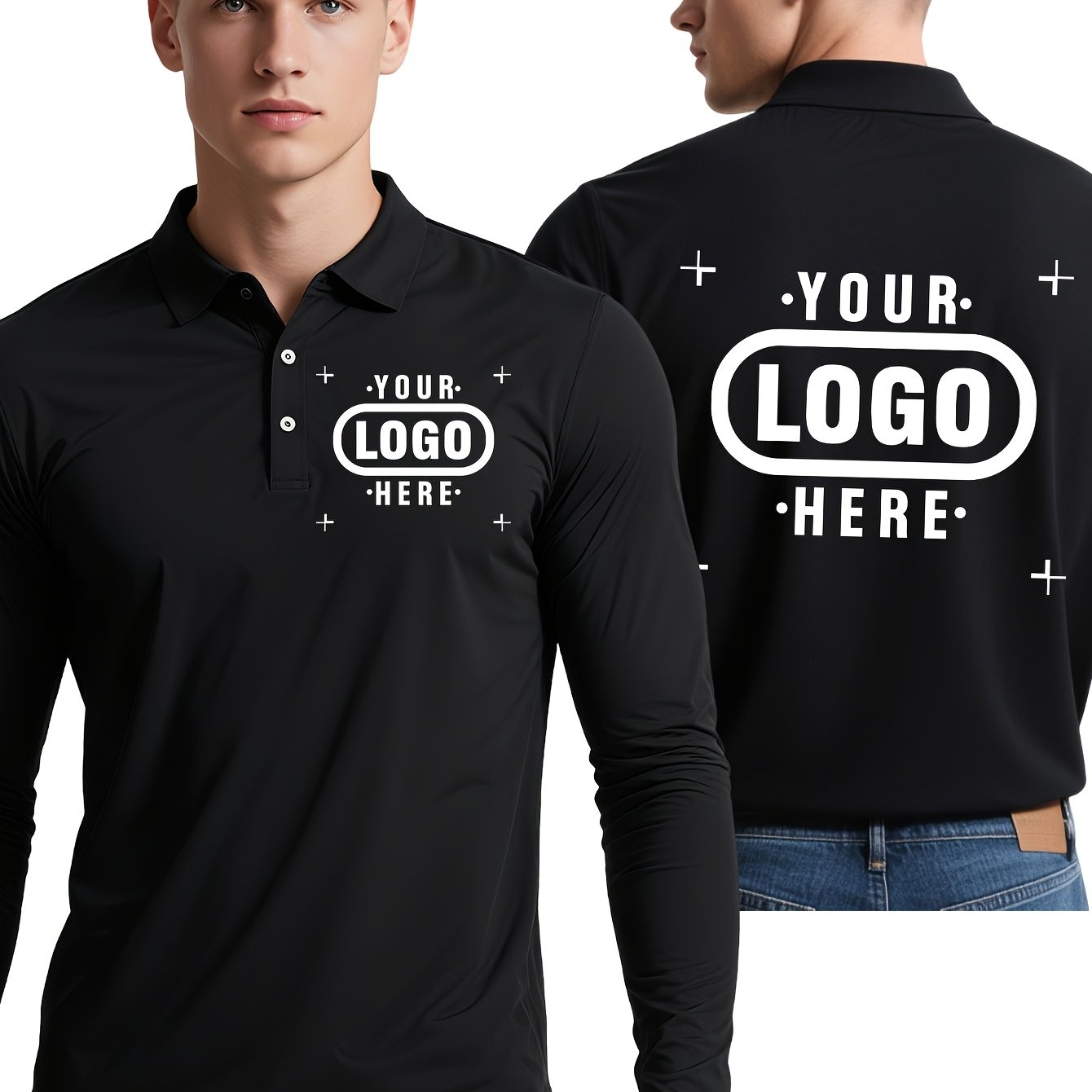 TEMU Polo pour Homme, T-shirt de , Séchage Rapide et Évacuation de l'Humidité, Respirant et Léger, Personnalisée, Double Impression et Arrière,