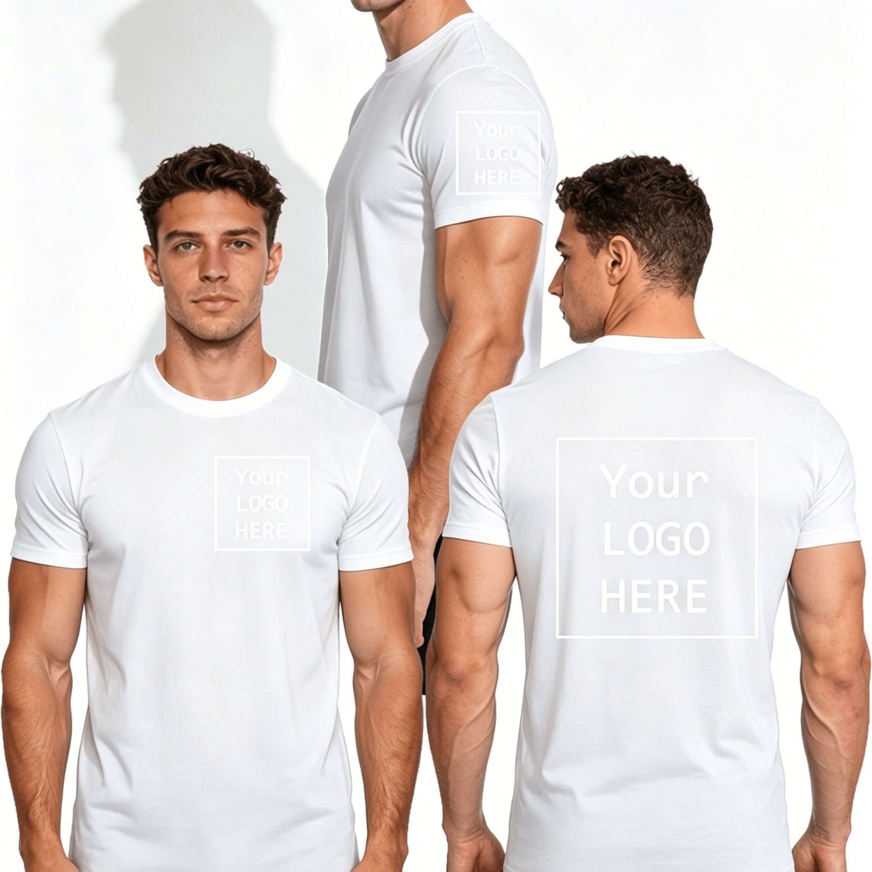 TEMU Custom Men's T-shirt, Personalized Summer Men's Apparel, Chest, Cuff, And Back Print Options (three ), Workwear, Team, Summer Clothes, Fitness