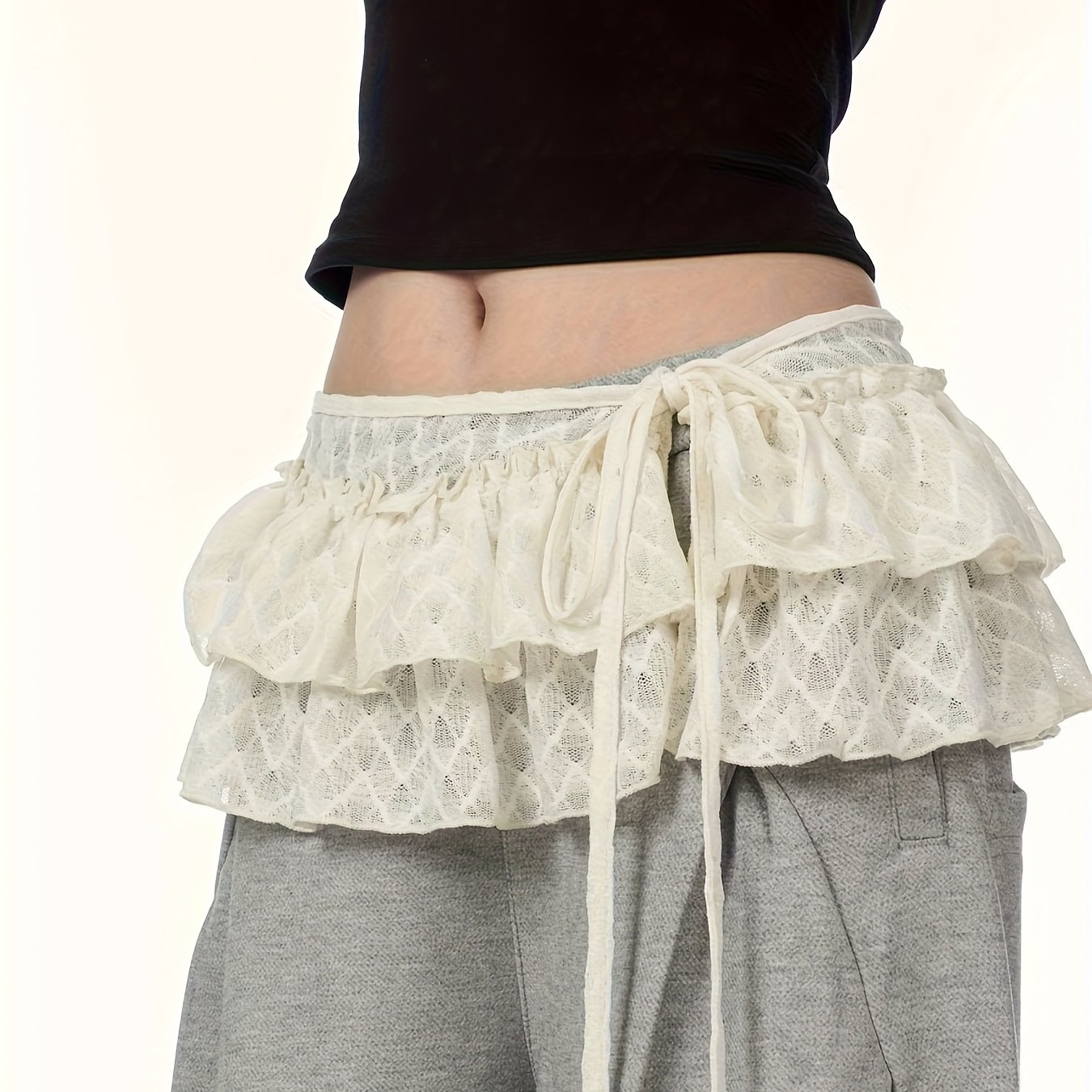 TEMU Heavy Lace Lace Ear Edge Short Waist Skirt