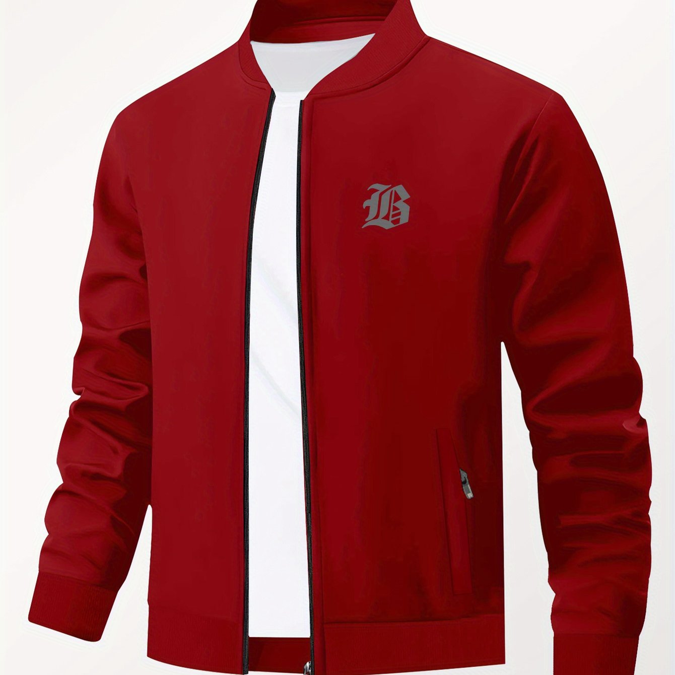TEMU Men's Stylish Jacket With Zipper Closure, Regular Fit, Suitable For Casual Outdoor Wear In Autumn And Winter, Plus Size