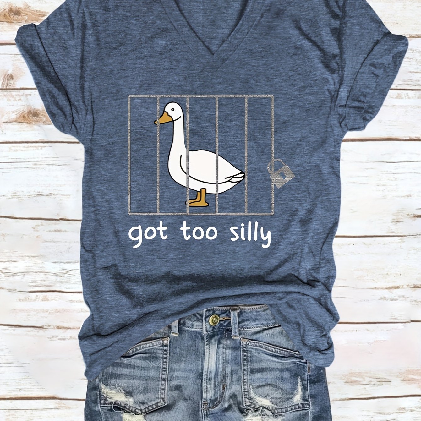 TEMU Got Too Silly In-stock European And Simple Women's V-neck T-shirt