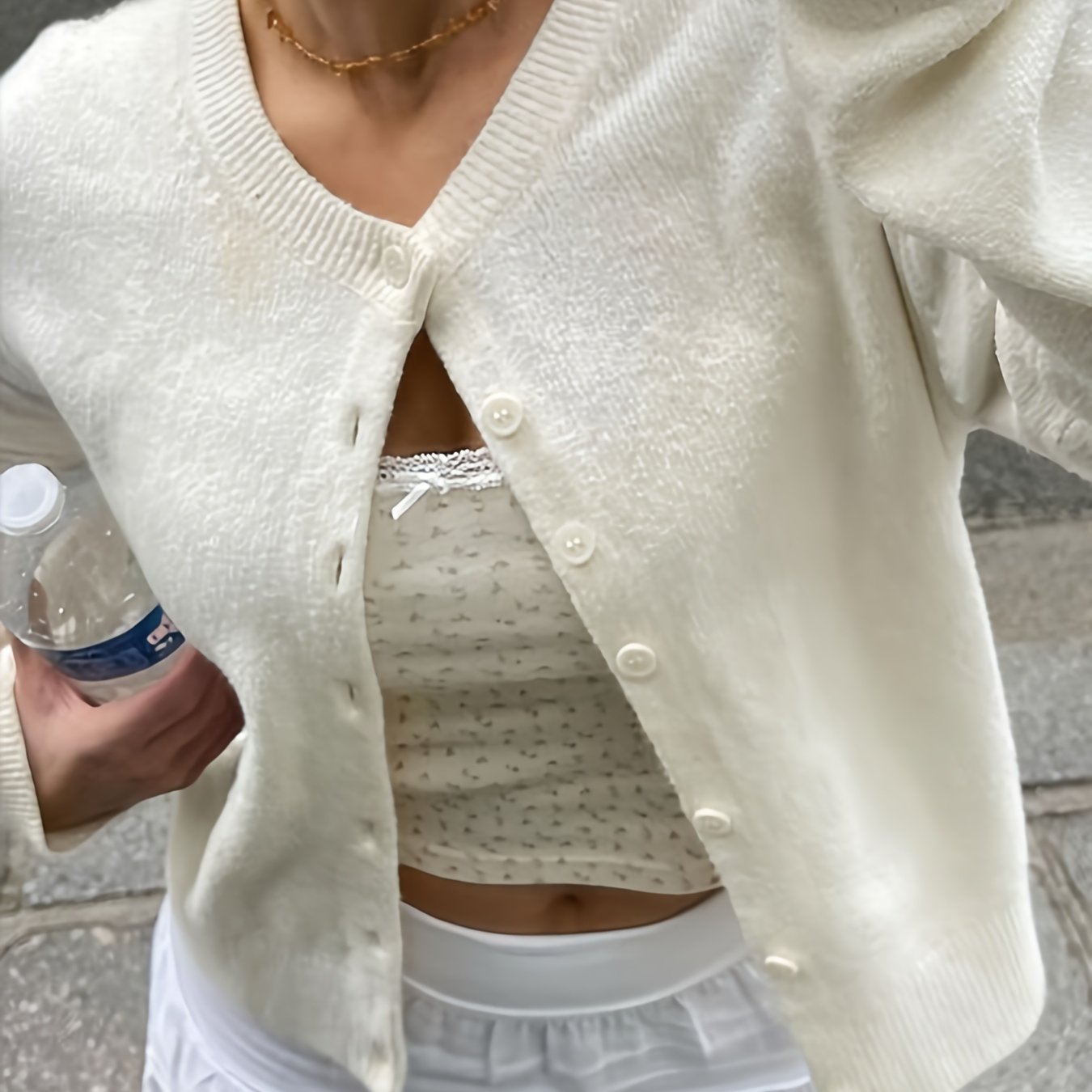 Image of Button-up Cardigan Sweater Korean Versatile Jacket Autumn Winter
