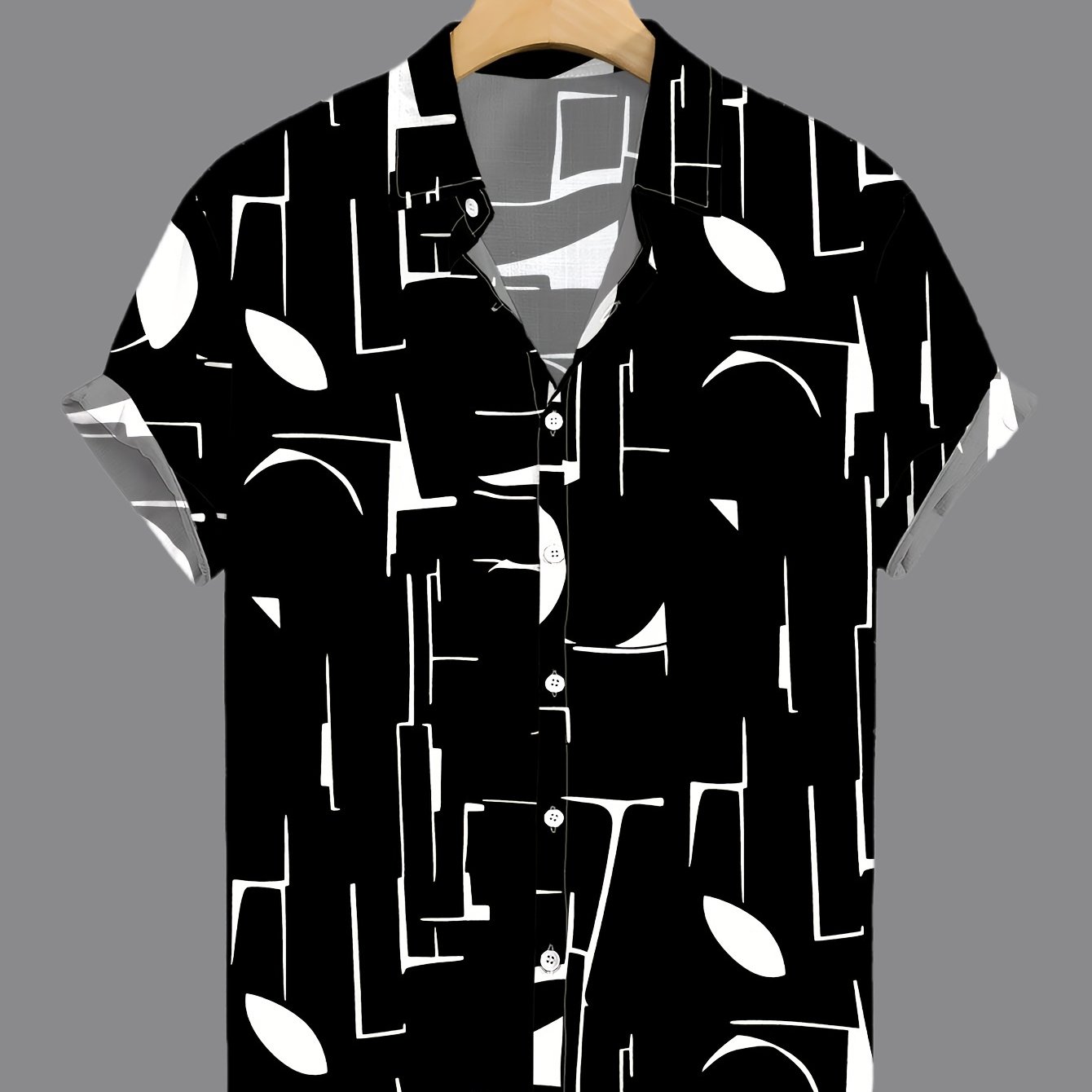 TEMU Men's Summer Fashion Casual Outdoor Short-sleeve Button-up Shirt, Trendy And Versatile, Hawaiian Style, Suitable For Summer Daily Wear,