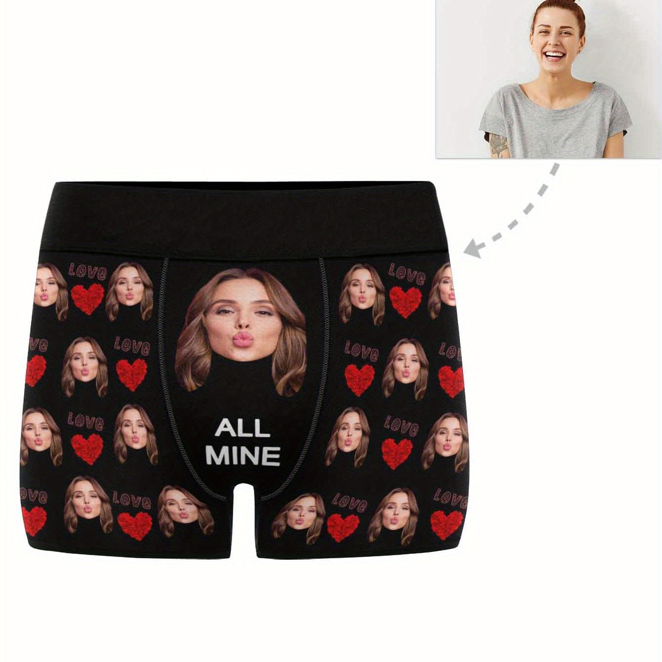 TEMU Custom Men's Boxer Briefs - Personalized Underwear Shorts With Girlfriend's Photo, A Romantic Gift For Husband/boyfriend On Valentine's