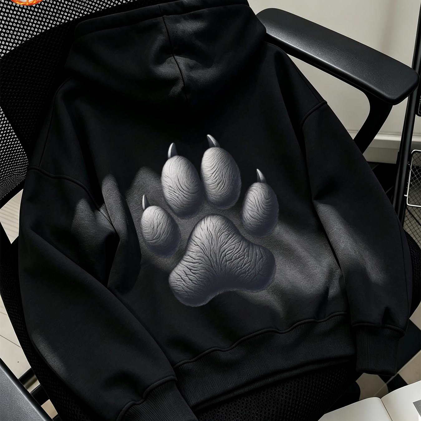 Image of Y2k Black Hoodie For Women, Cute Animal Paw Print, Loose Fit & Soft, Machine Washable, Simple Versatile For, Local Warehouse