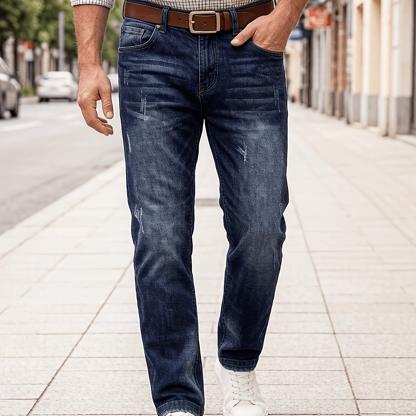 Image of Easy And Casual Men's Jeans, Elastic And Form-fitting Fashionable Men's Trousers, Machine-washable Denim Fabric, Suitable For , Multi- Design Men's Denim Trousers